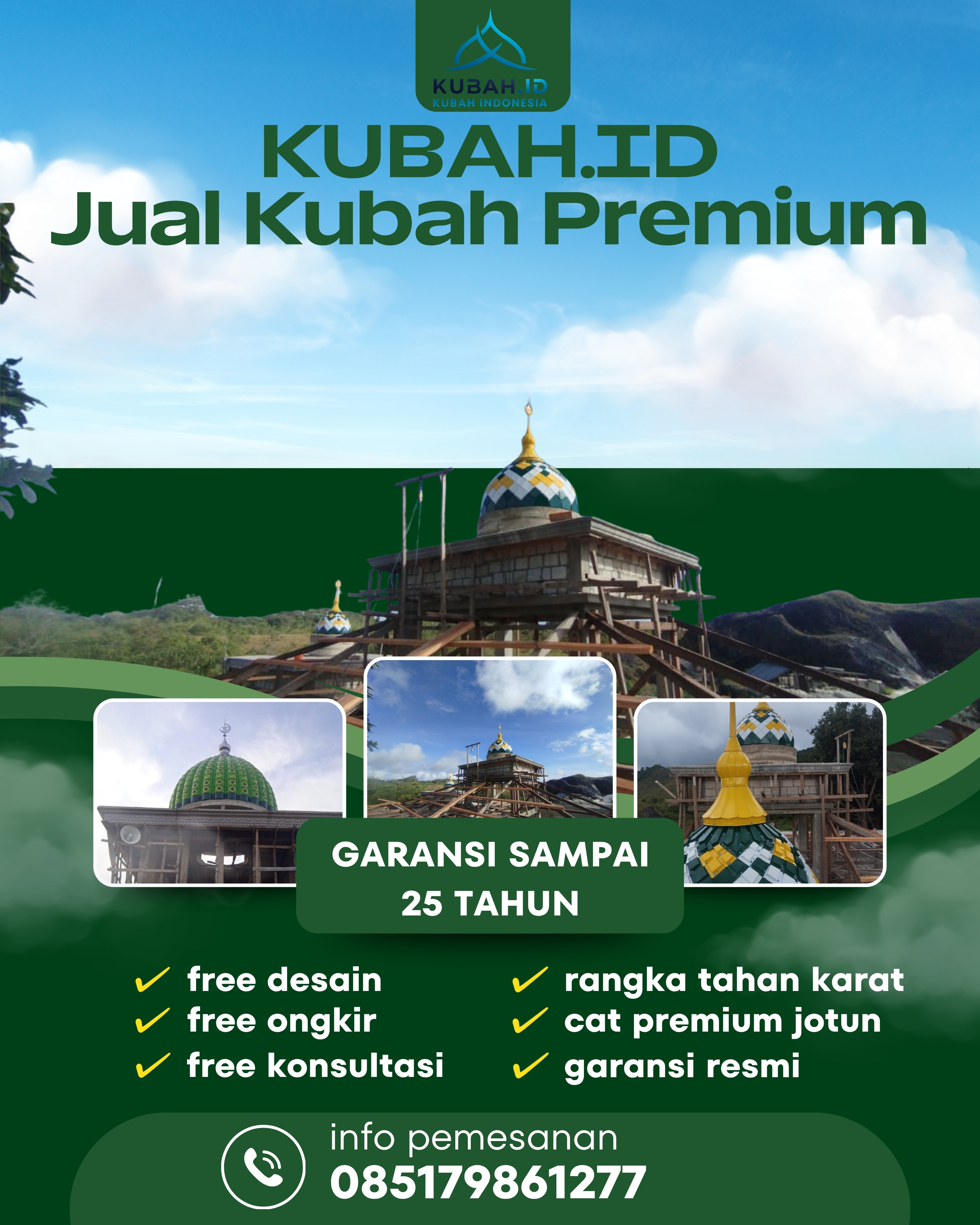 JUAL KUBAH MASJID TAHAN LAMA DI KEC BINJAI, KAB LANGKAT, SUMATERA UTARA (WA: 085179861277)