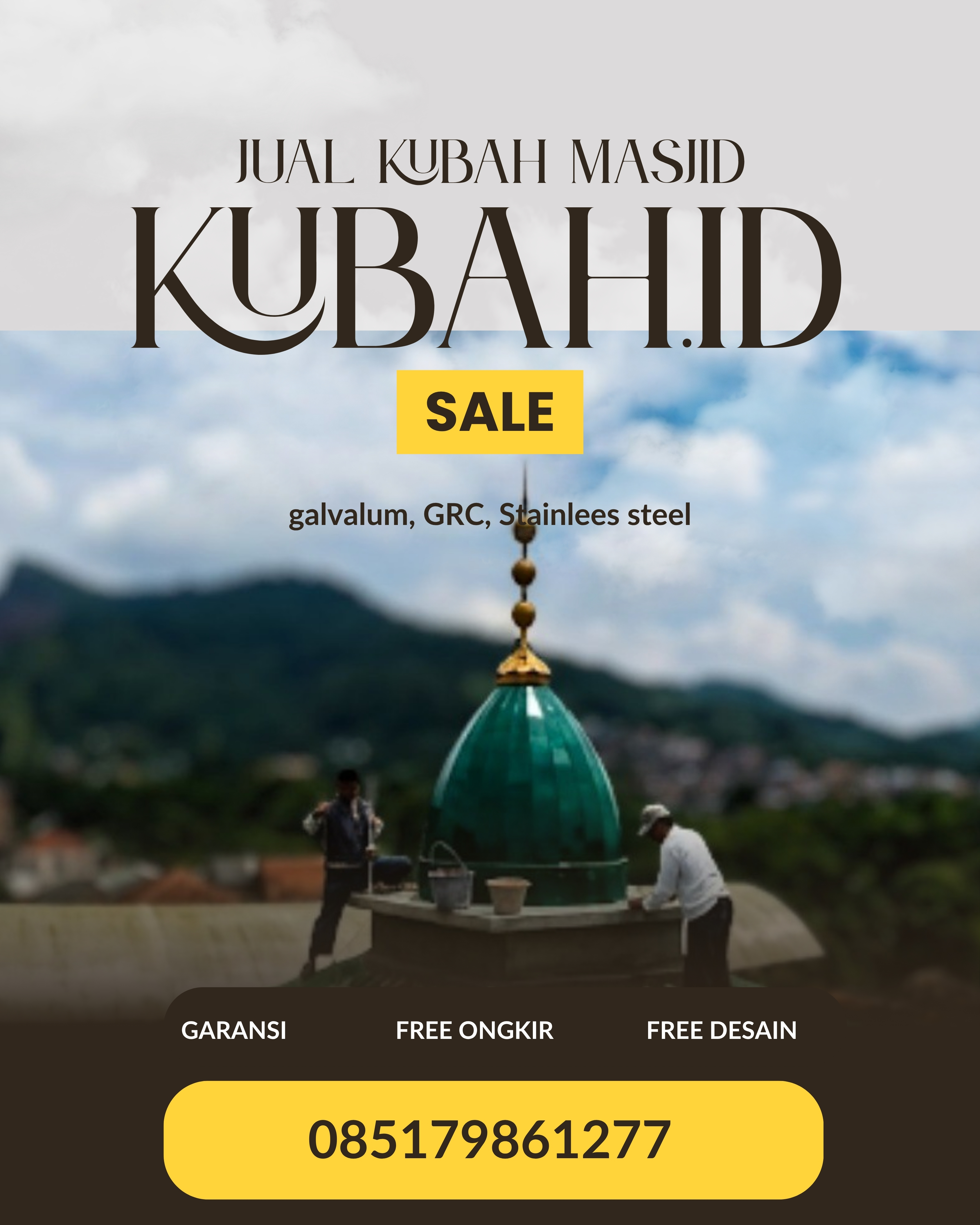KUBAH MASJID HARGA TERJANGKAU DI KEC RANTAU ALAI, KAB OGAN ILIR, SUMATERA SELATAN (WA: 085179861277)