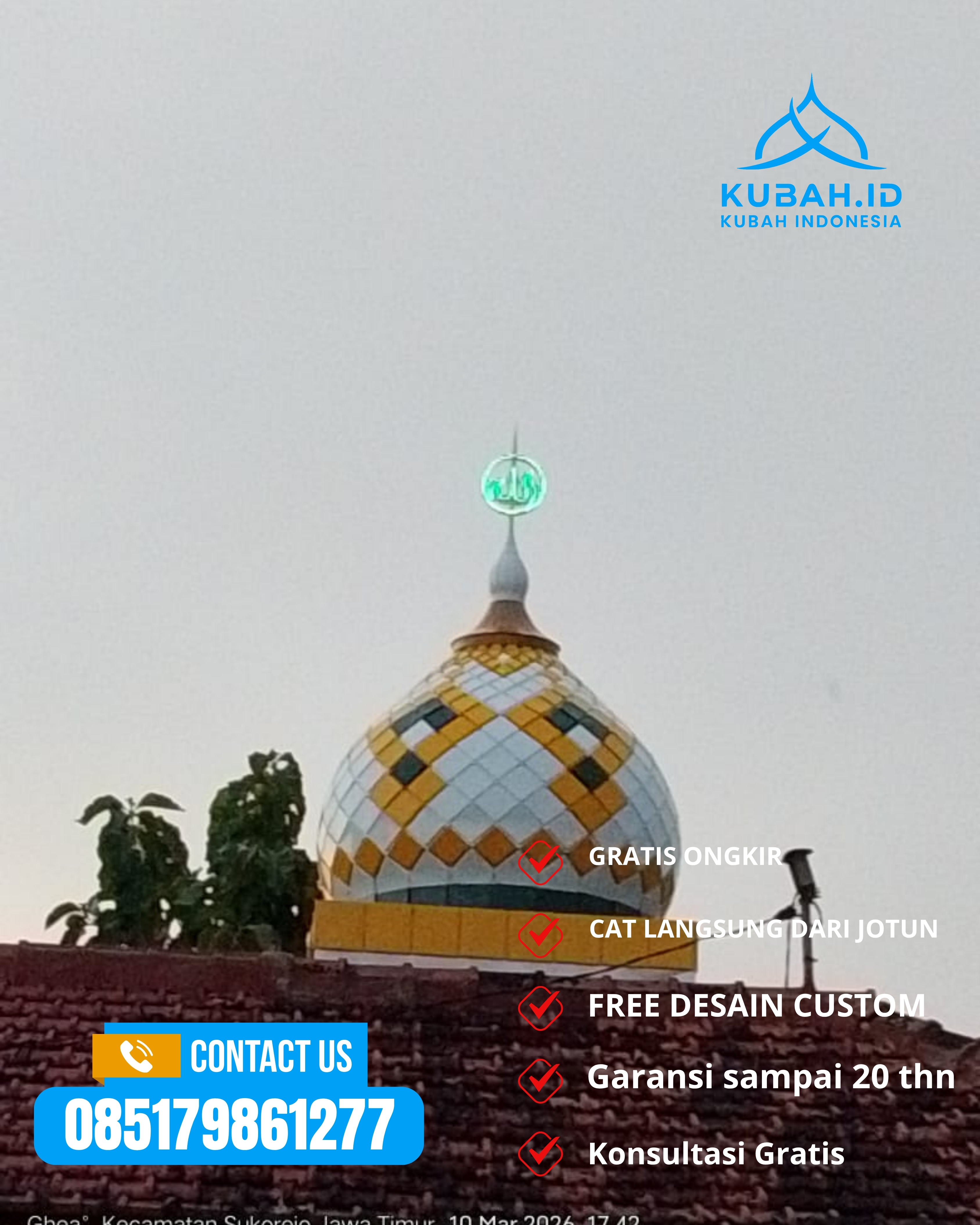 JUAL KUBAH MASJID PREMIUM DI KEC PURWOKERTO TIMUR, KAB BANYUMAS, JATENG (WA: 085179861277)