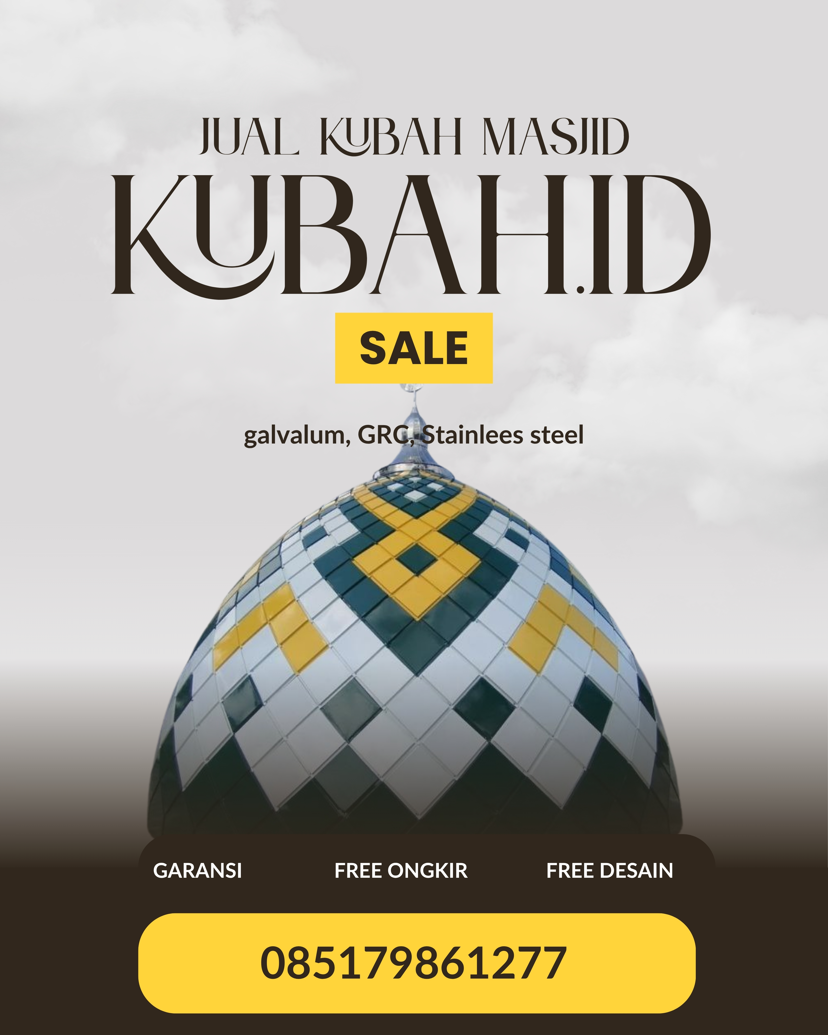 PABRIK KUBAH MASJID MODERN DI KEC LEMPUING JAYA, KAB OGAN KOMERING ILIR, SUMATERA SELATAN (WA: 085179861277)