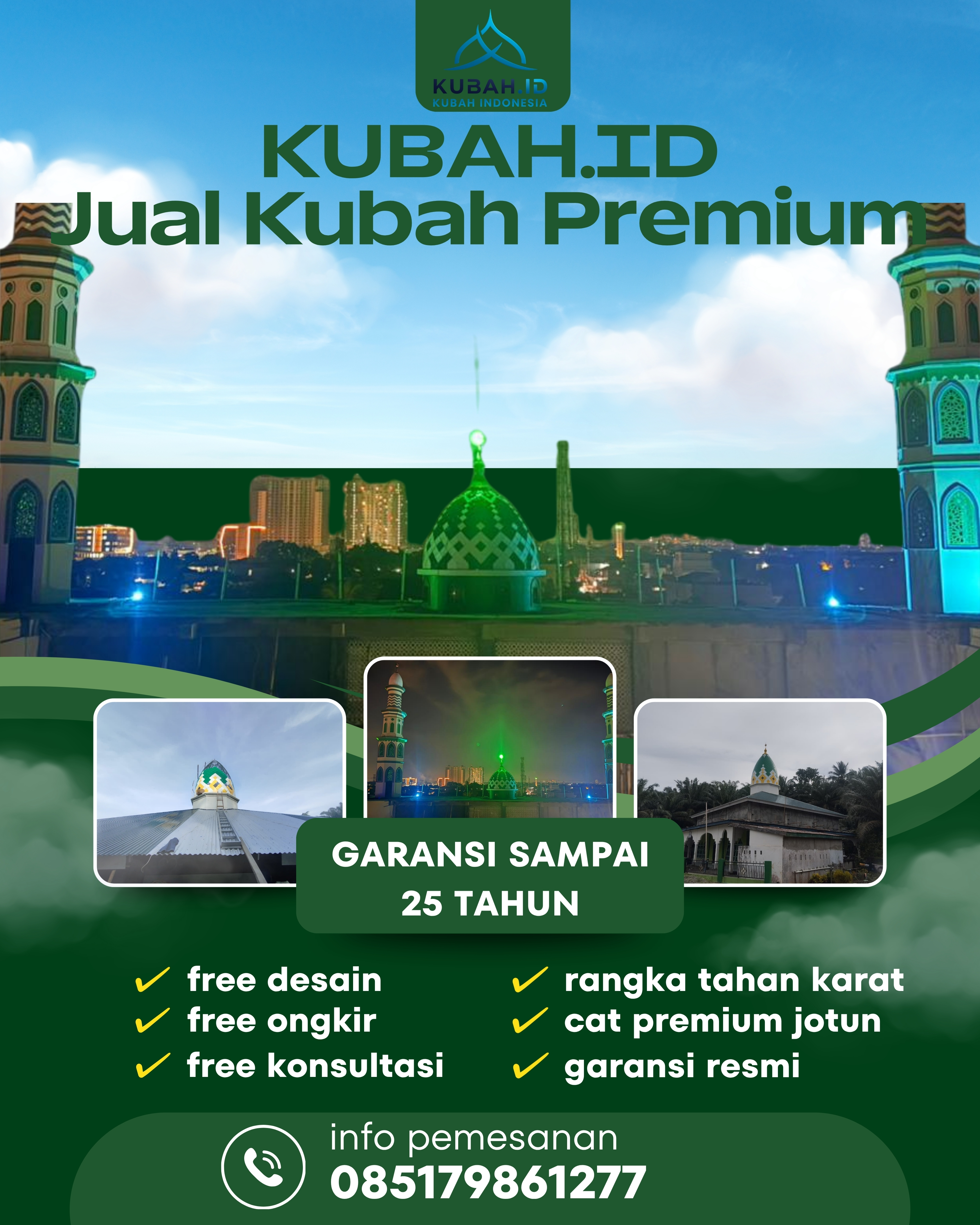 JUAL KUBAH MASJID TAHAN LAMA DI KEC AEK KUASAN, KAB ASAHAN, SUMATERA UTARA (WA: 085179861277)