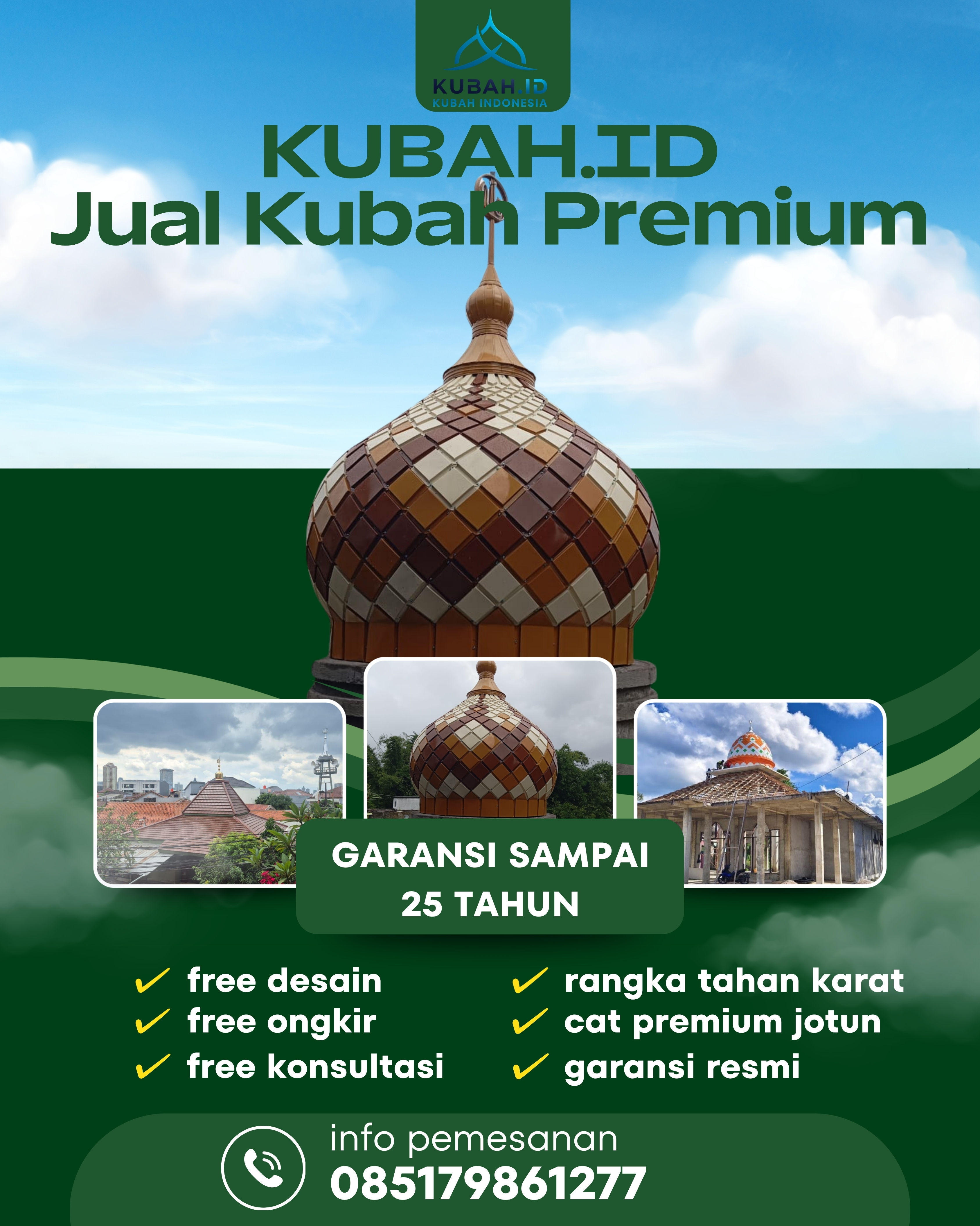 JUAL KUBAH MASJID TAHAN LAMA DI KEC GUNUNGSITOLI SELATAN, KOTA GUNUNGSITOLI, SUMATERA UTARA (WA: 085179861277)