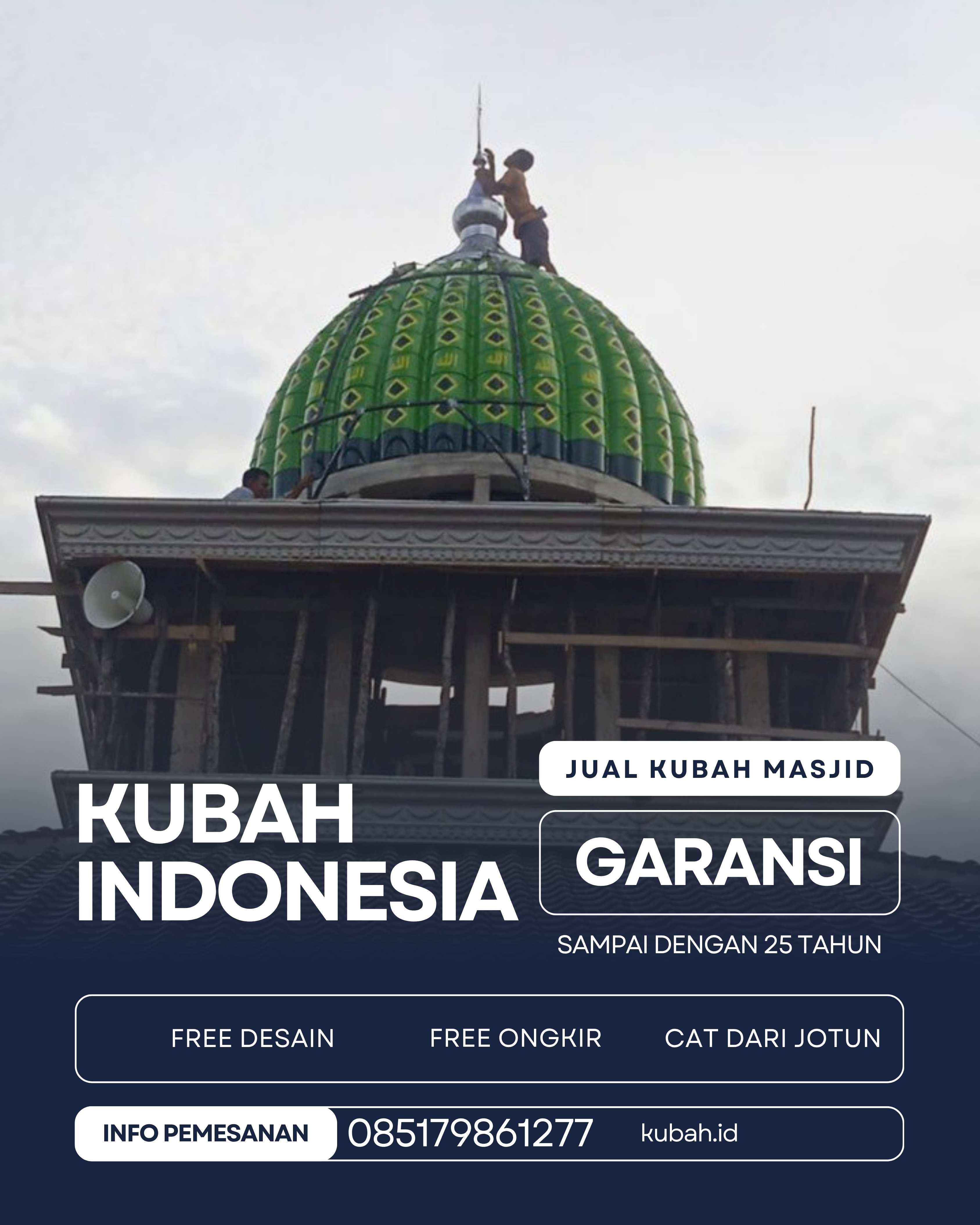 KUBAH MASJID DESAIN ELEGAN DI KEC INDRALAYA UTARA, KAB OGAN ILIR, SUMATERA SELATAN (WA: 085179861277)