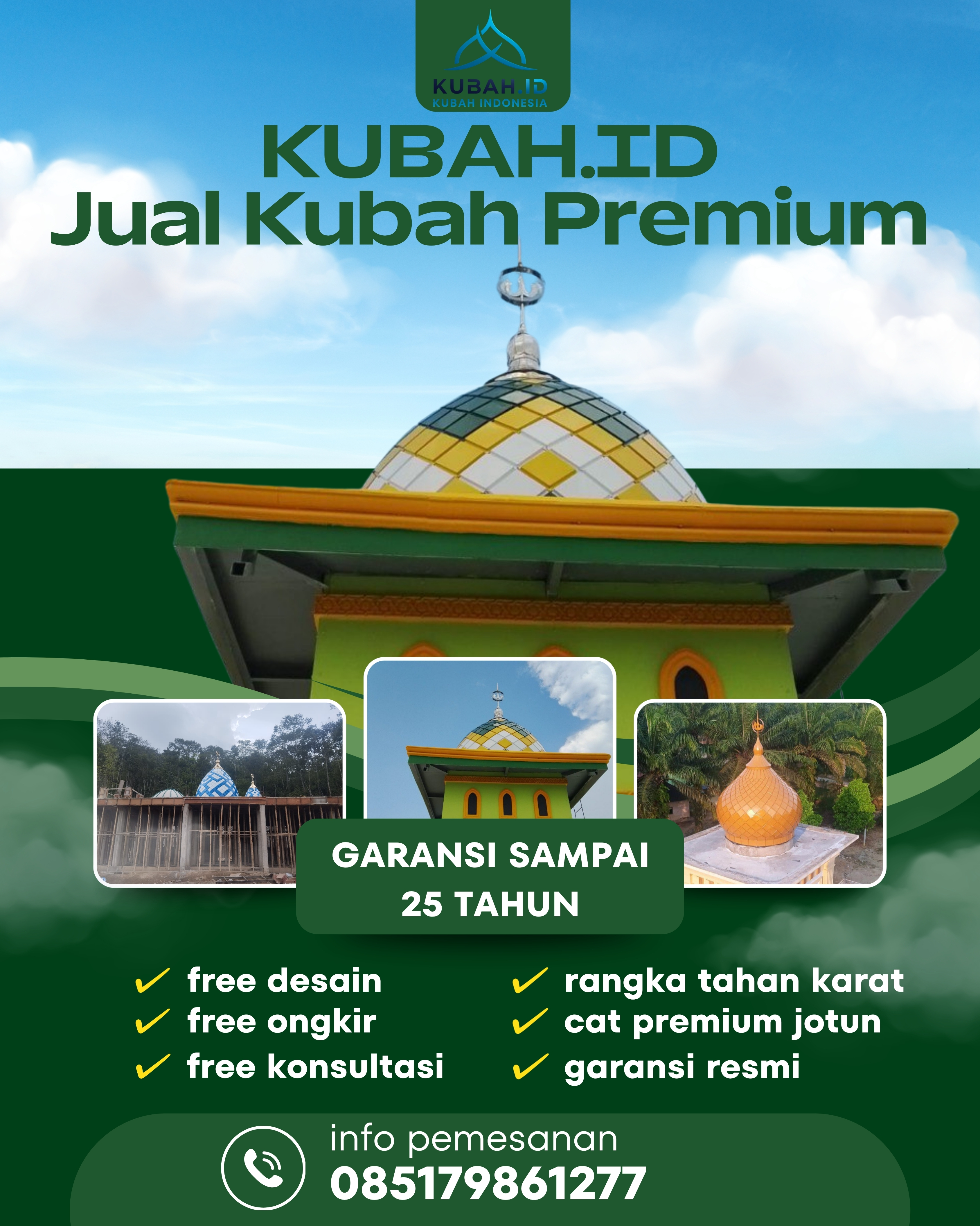 JUAL KUBAH MASJID PREMIUM DI KEC BABALAN, KAB LANGKAT, SUMATERA UTARA (WA: 085179861277)