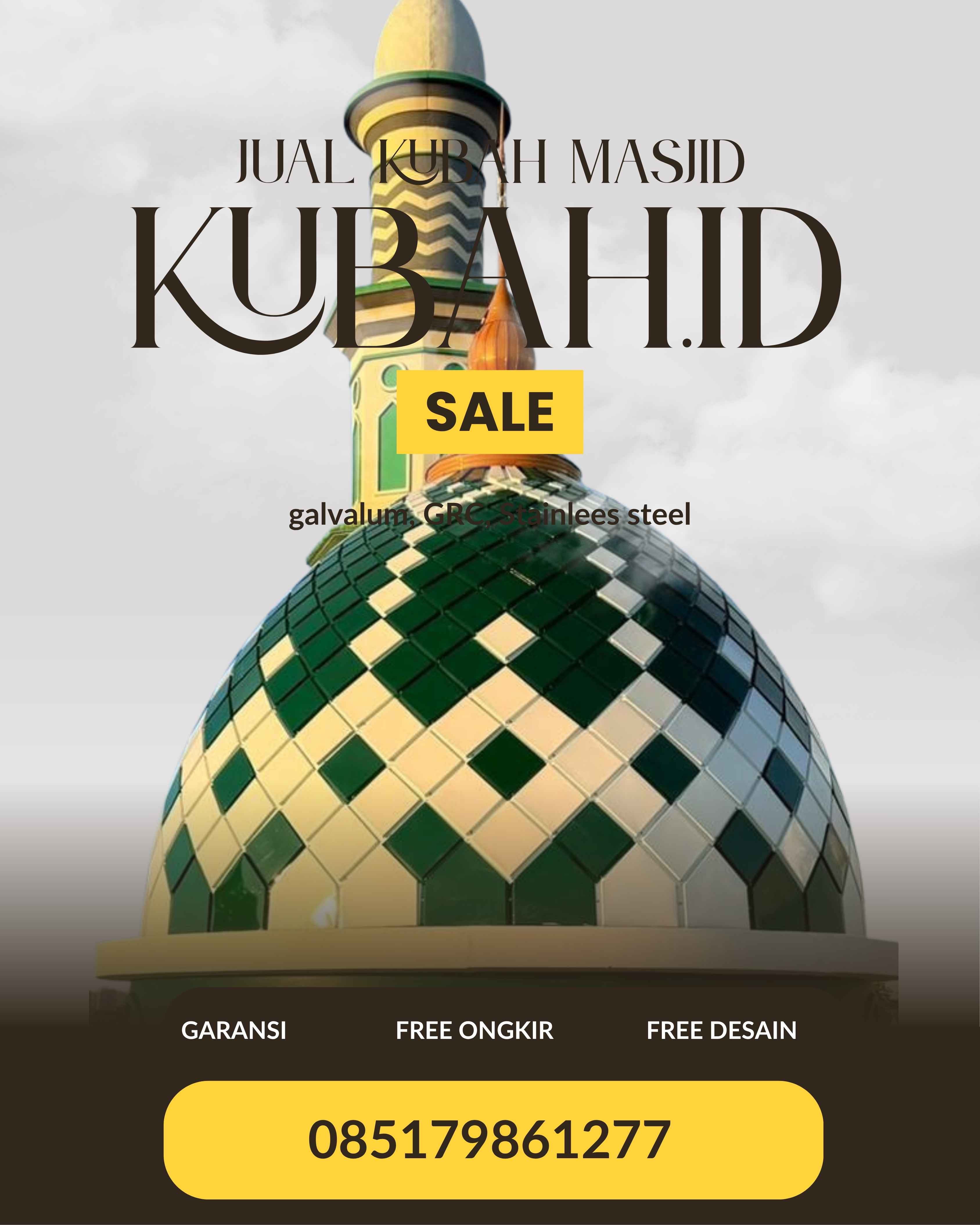 KUBAH MASJID DESAIN ELEGAN DI KEC PEMULUTAN SELATAN, KAB OGAN ILIR, SUMATERA SELATAN (WA: 085179861277)