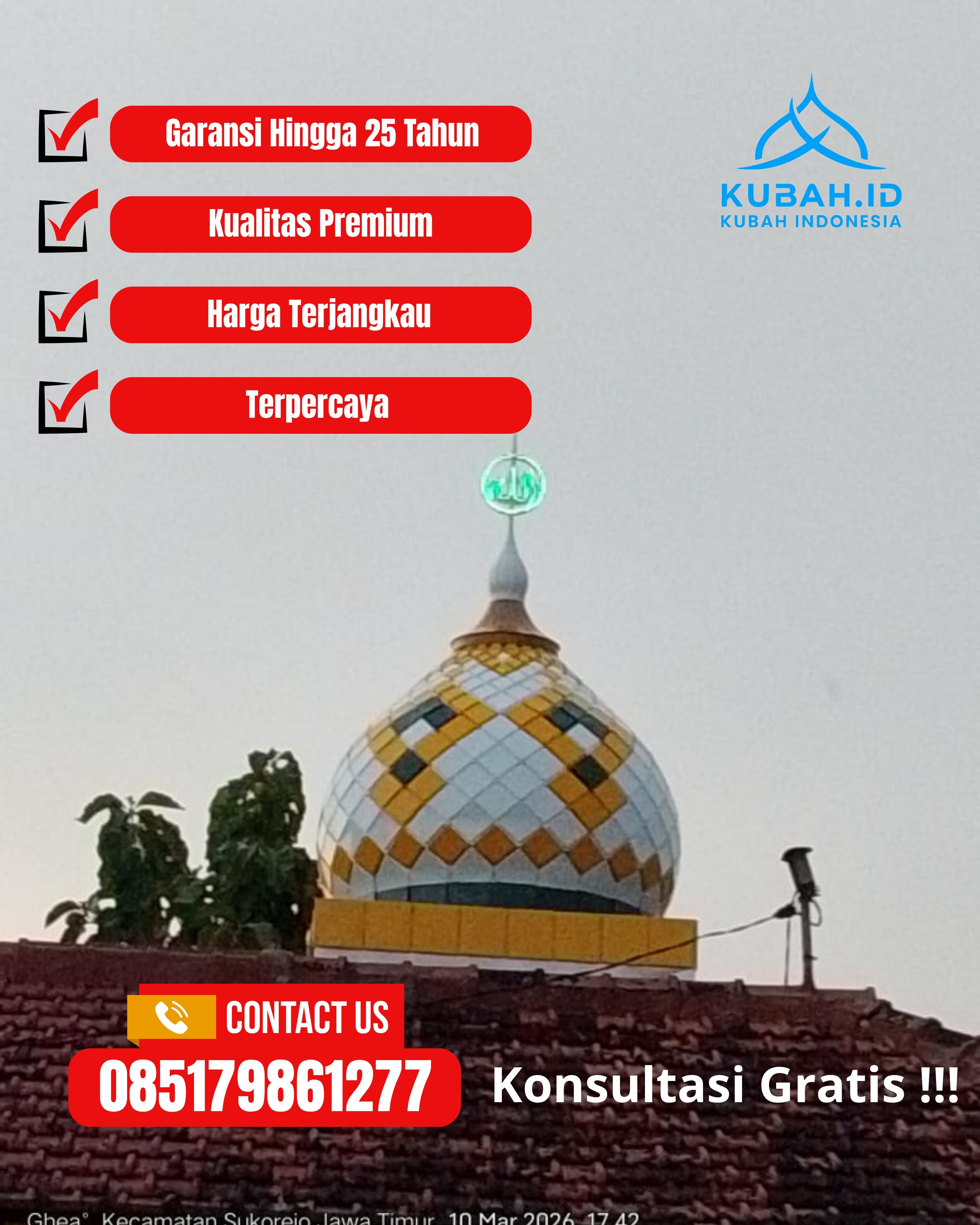 SPESIALIS KUBAH MASJID GARANSI RESMI DI KEC BANYUMANIK, KOTA SEMARANG, JATENG (WA: 085179861277)