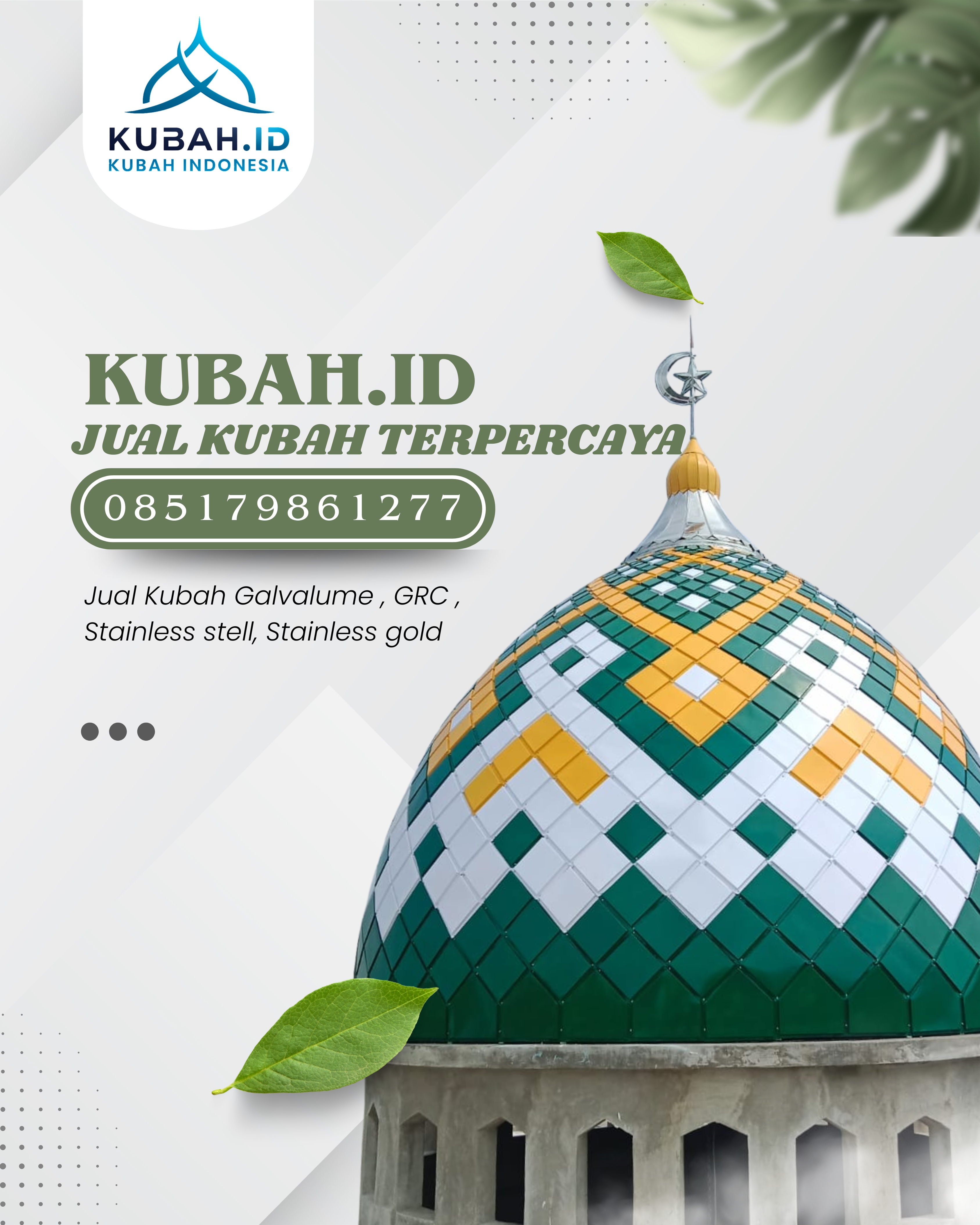 KUBAH MASJID HARGA TERJANGKAU DI KEC MEDAN BARAT, KOTA MEDAN, SUMATERA UTARA (WA: 085179861277)