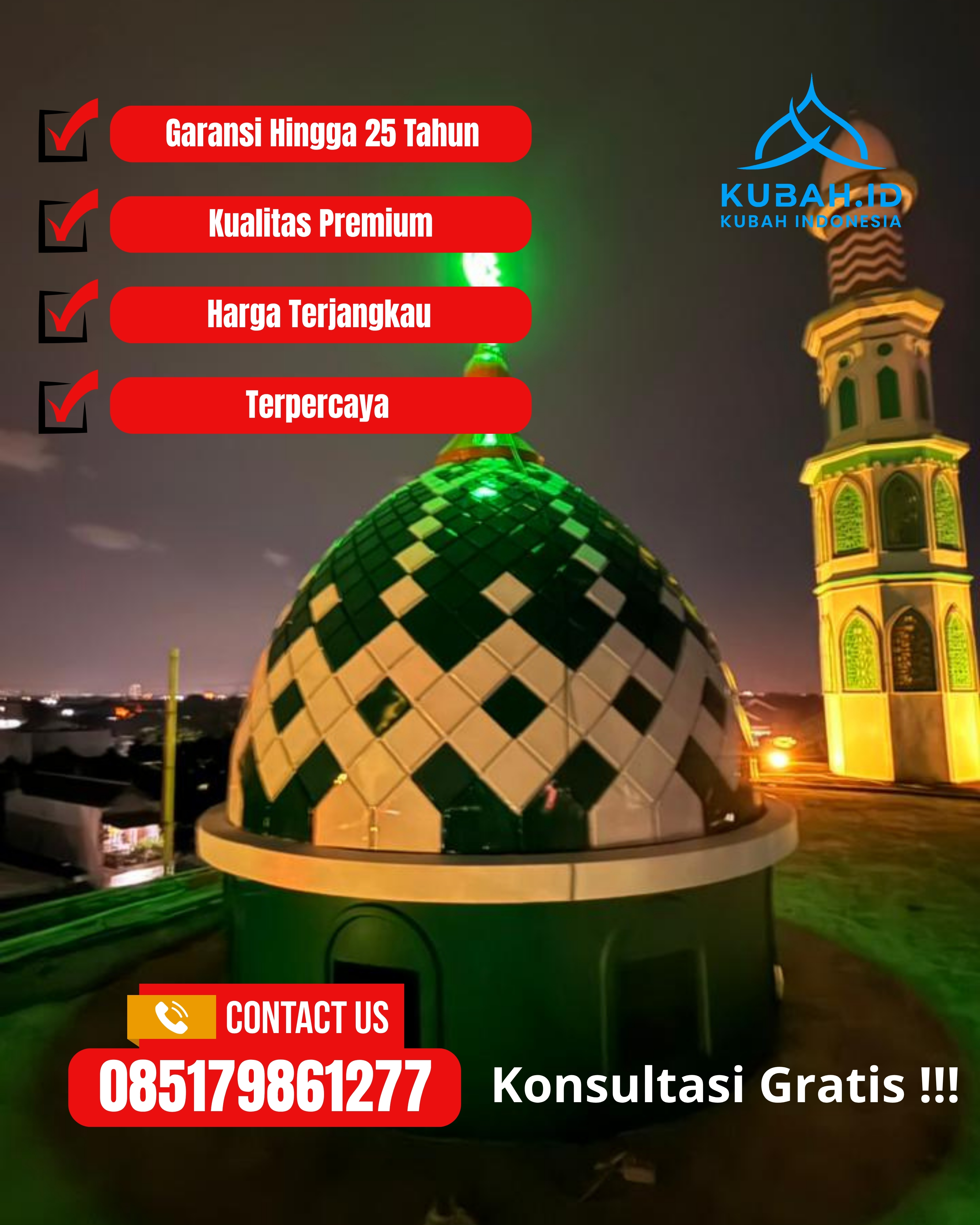 PRODUSEN KUBAH MASJID EKSKLUSIF DI KEC MENDAHARA, KAB TANJUNG JABUNG TIMUR, JAMBI (WA: 085179861277)