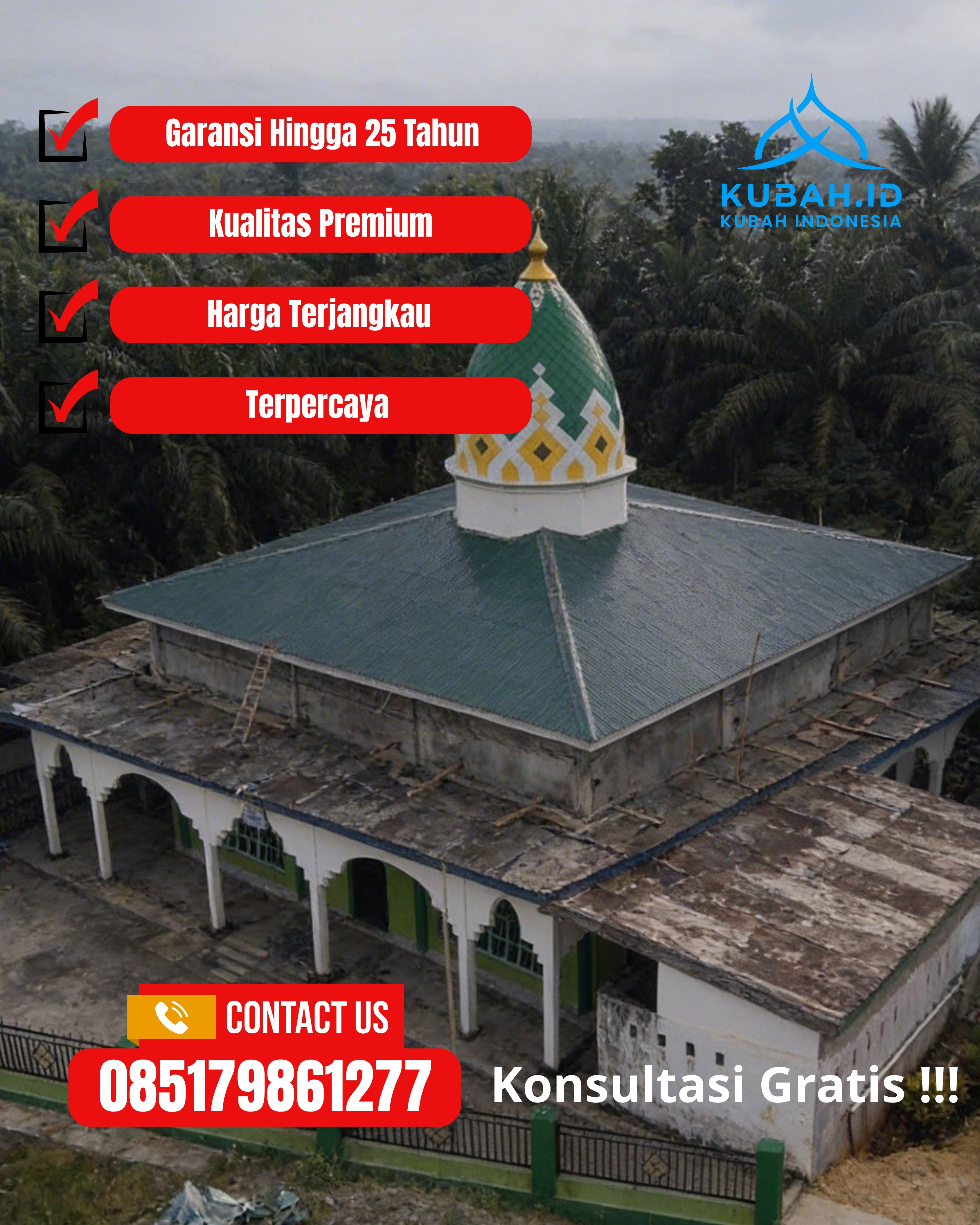 PABRIK KUBAH MASJID MODERN DI KEC TENGGARANG, KAB BONDOWOSO, JATIM (WA: 085179861277)