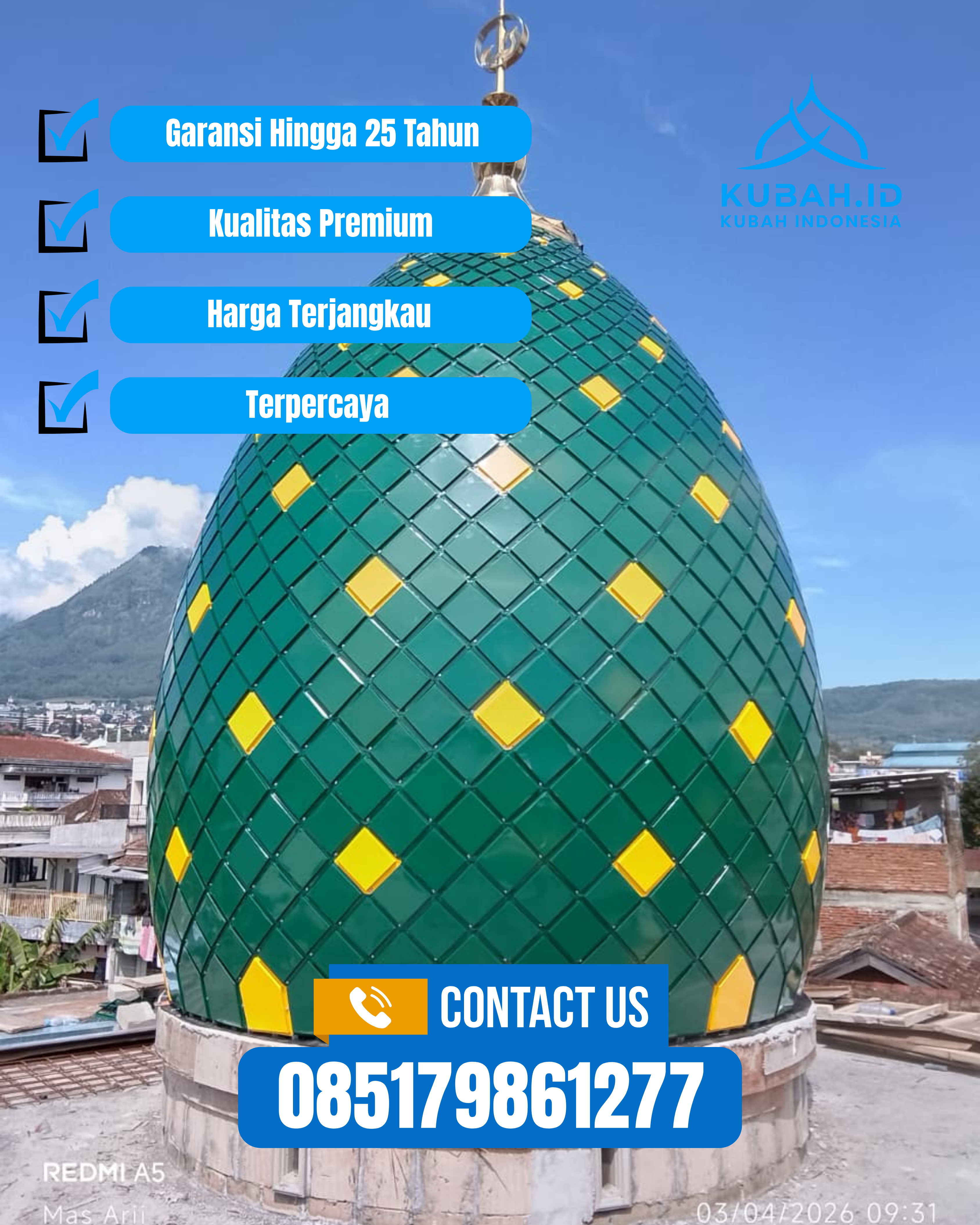 KUBAH MASJID DESAIN ELEGAN DI KEC CIBEBER, KOTA CILEGON, BANTEN (WA: 085179861277)