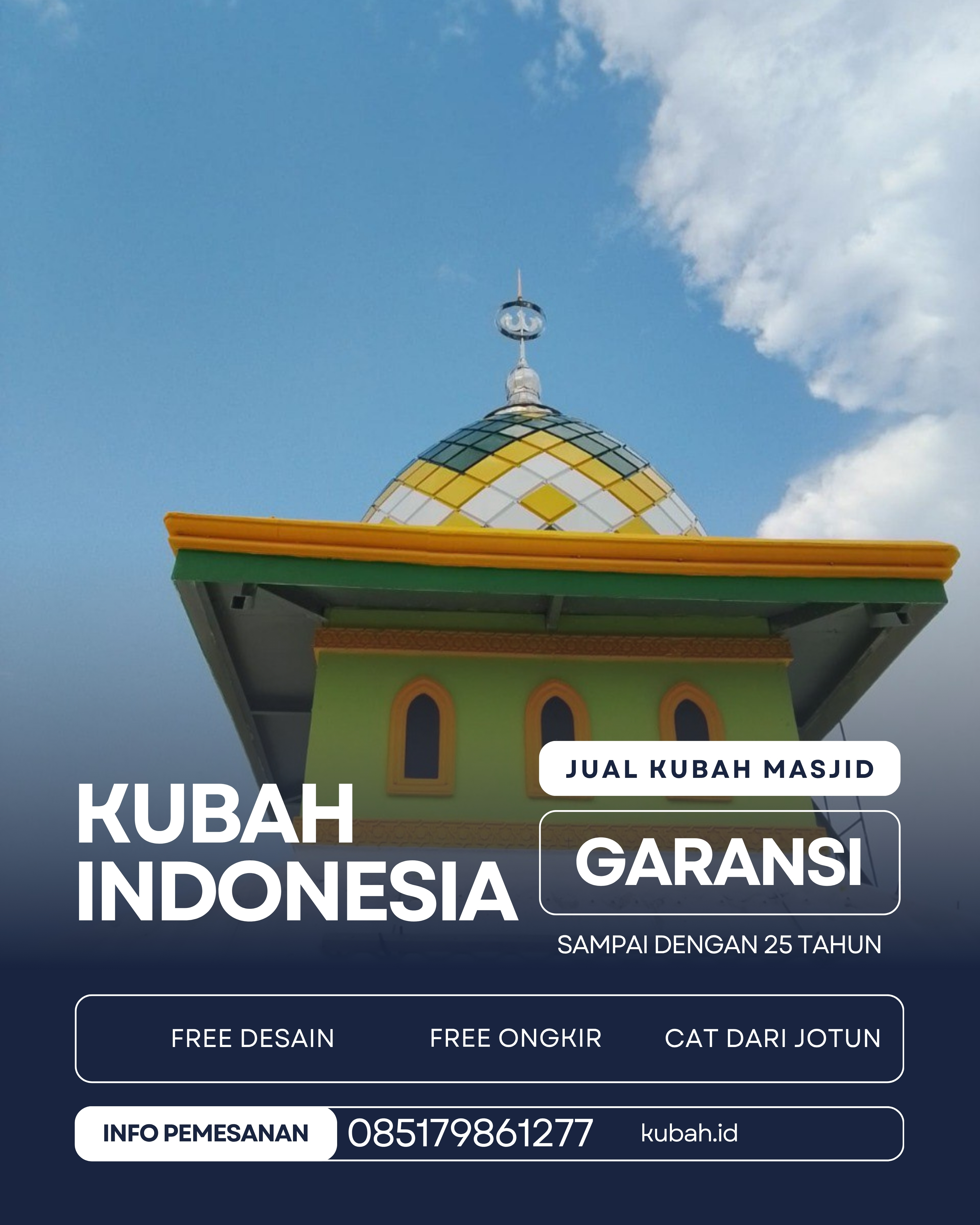 KUBAH MASJID DESAIN ELEGAN DI KEC KERTAPATI, KOTA PALEMBANG, SUMATERA SELATAN (WA: 085179861277)