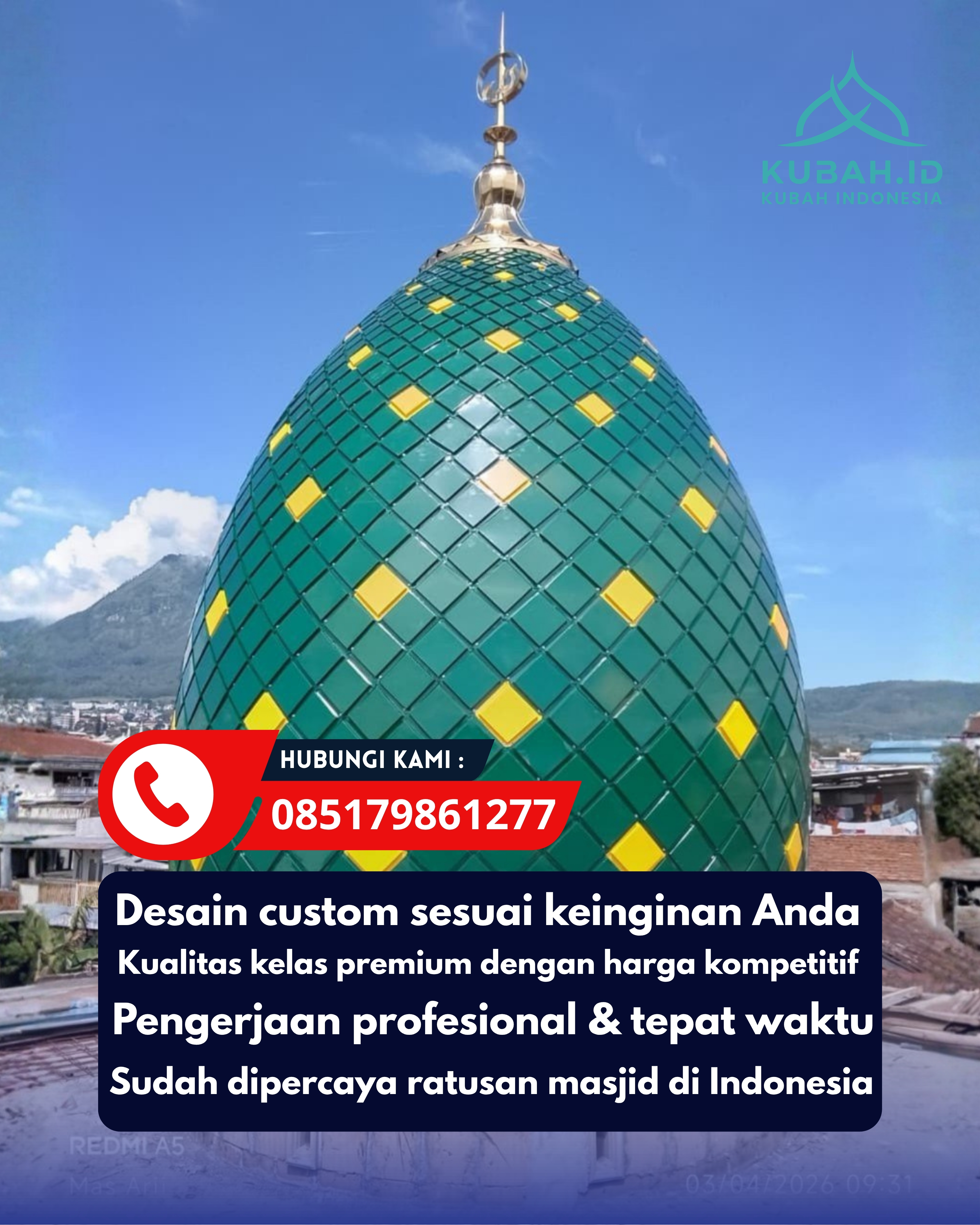 KUBAH MASJID DESAIN ELEGAN DI KEC PURWAREJA KLAMPOK, KAB BANJARNEGARA, JATENG (WA: 085179861277)