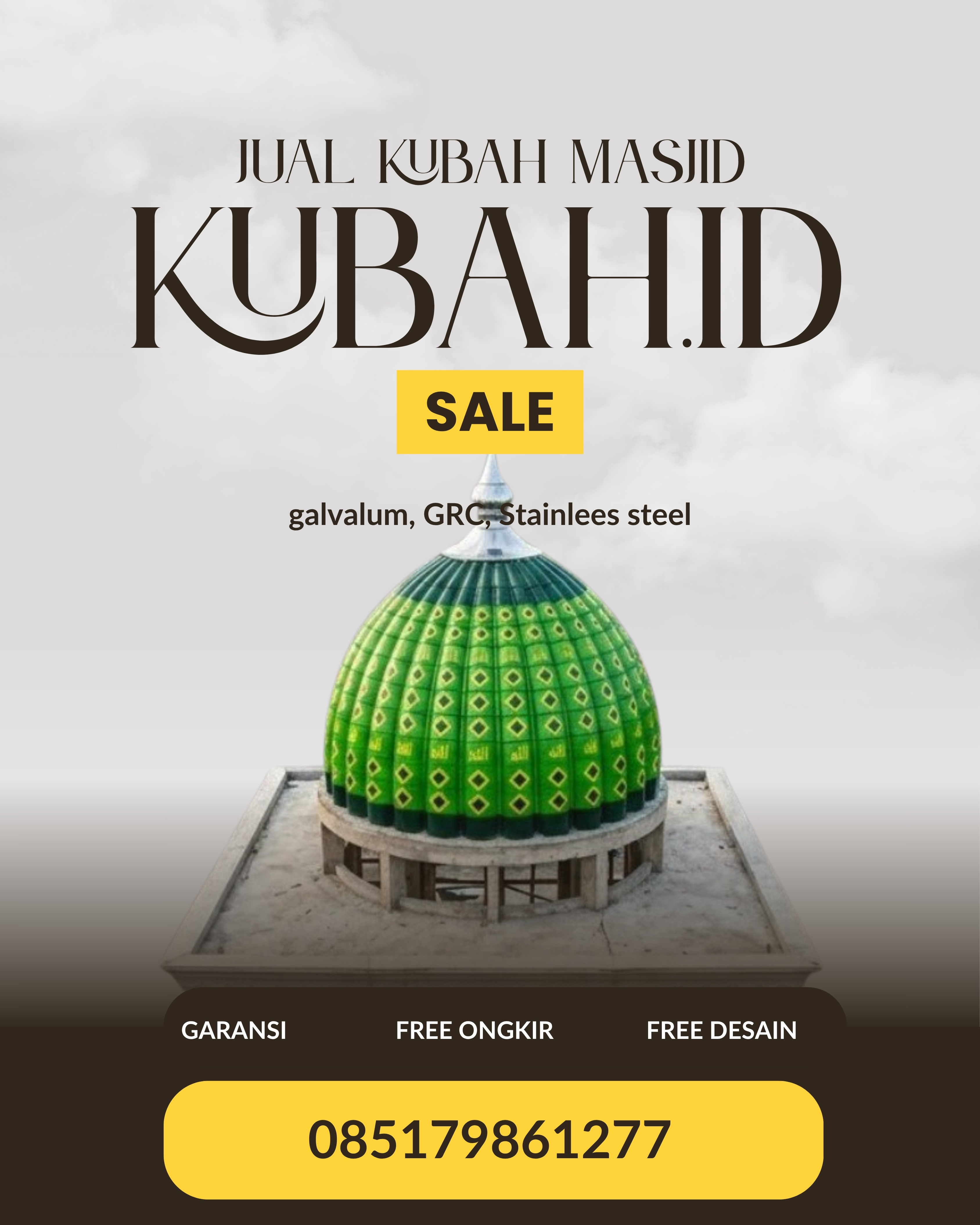 PABRIK KUBAH MASJID MODERN DI KEC AIR KUMBANG, KAB BANYUASIN, SUMATERA SELATAN (WA: 085179861277)