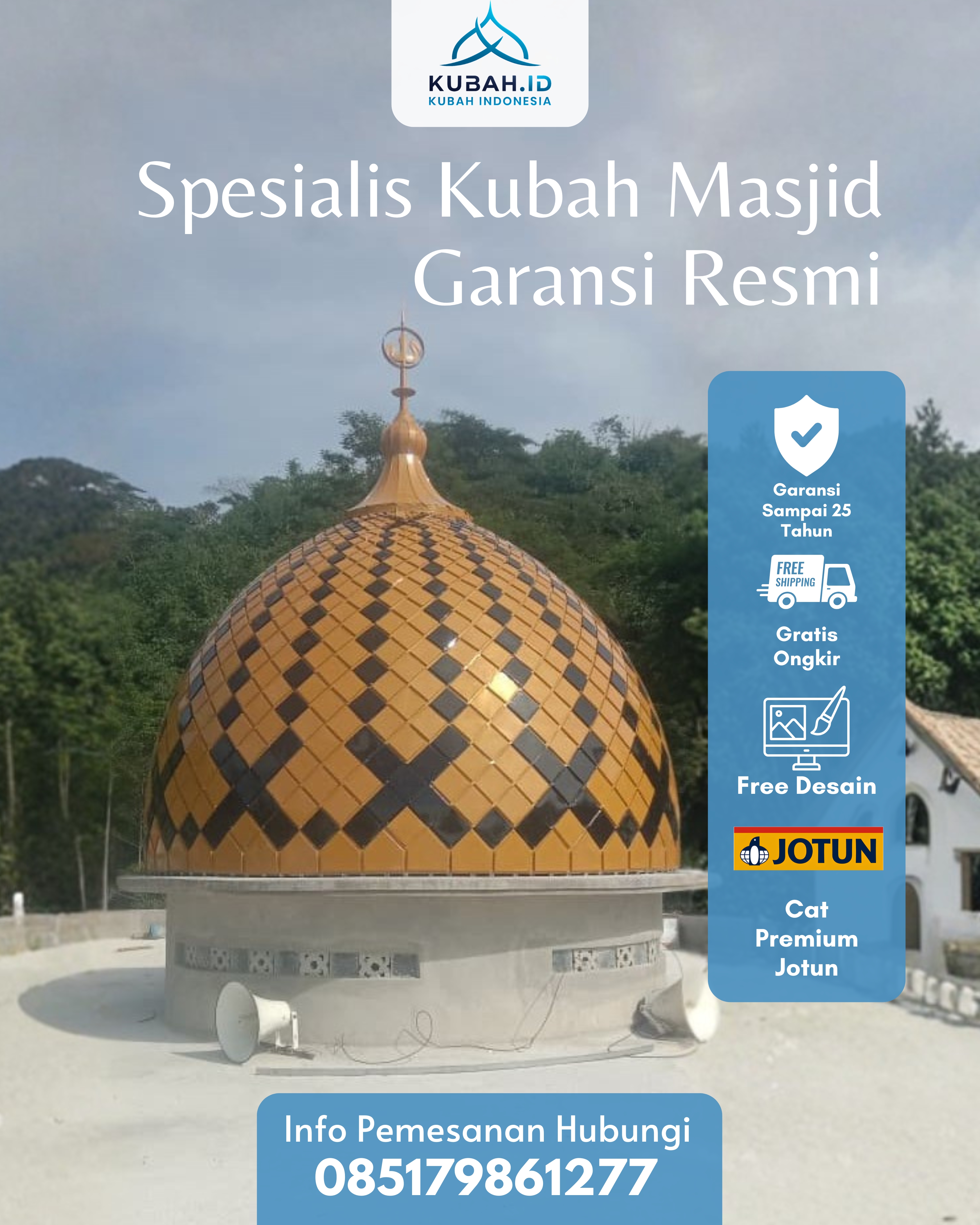 KUBAH MASJID DESAIN ELEGAN DI KEC LUBUK BEGALUNG, KOTA PADANG, SUMATERA BARAT (WA: 085179861277)
