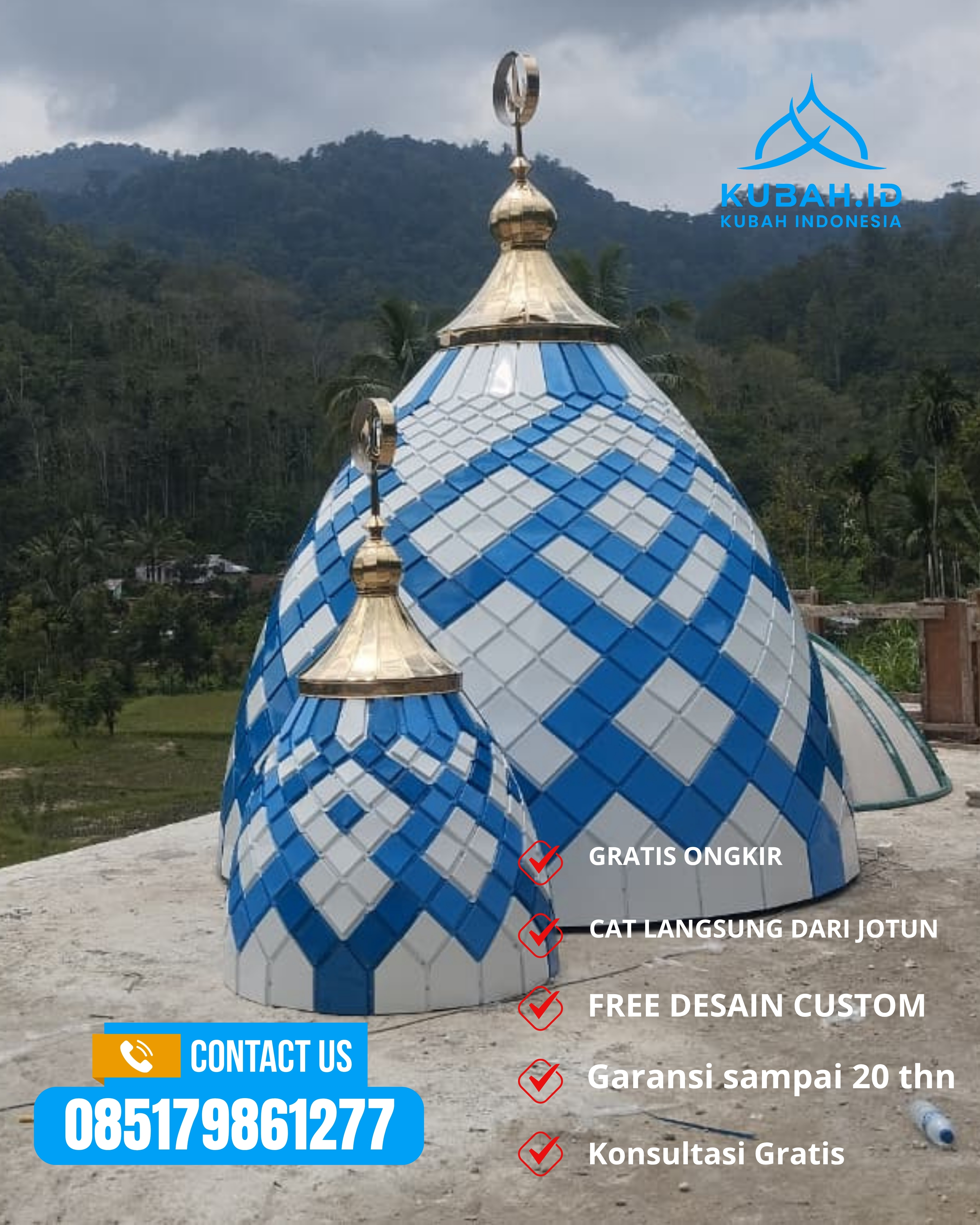 JUAL KUBAH MASJID PREMIUM DI KEC KENDARI BARAT, KOTA KENDARI, SULTRA (WA: 085179861277)