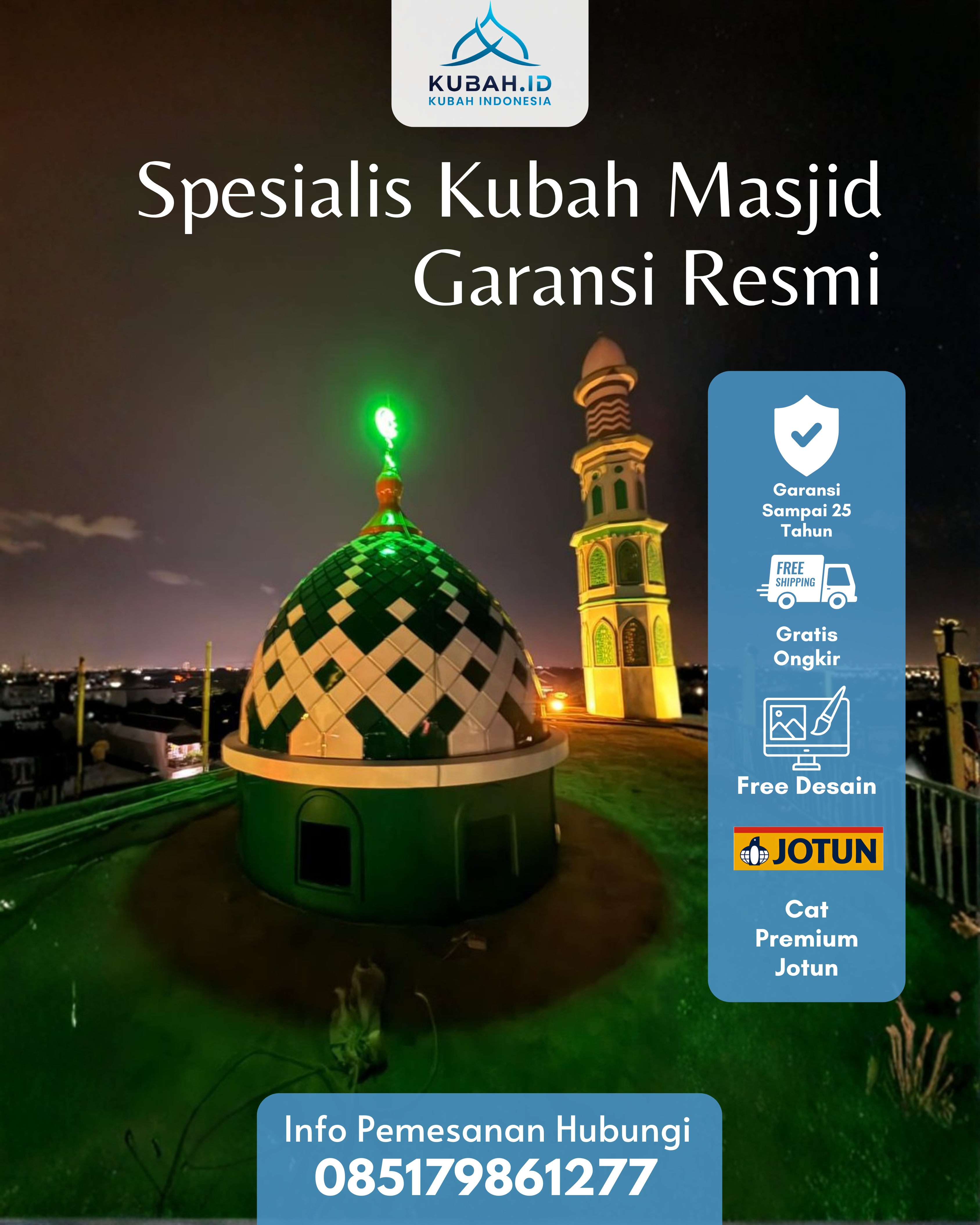 KUBAH MASJID DESAIN ELEGAN DI KEC PADANG PANJANG BARAT, KOTA PADANG PANJANG, SUMATERA BARAT (WA: 085179861277)