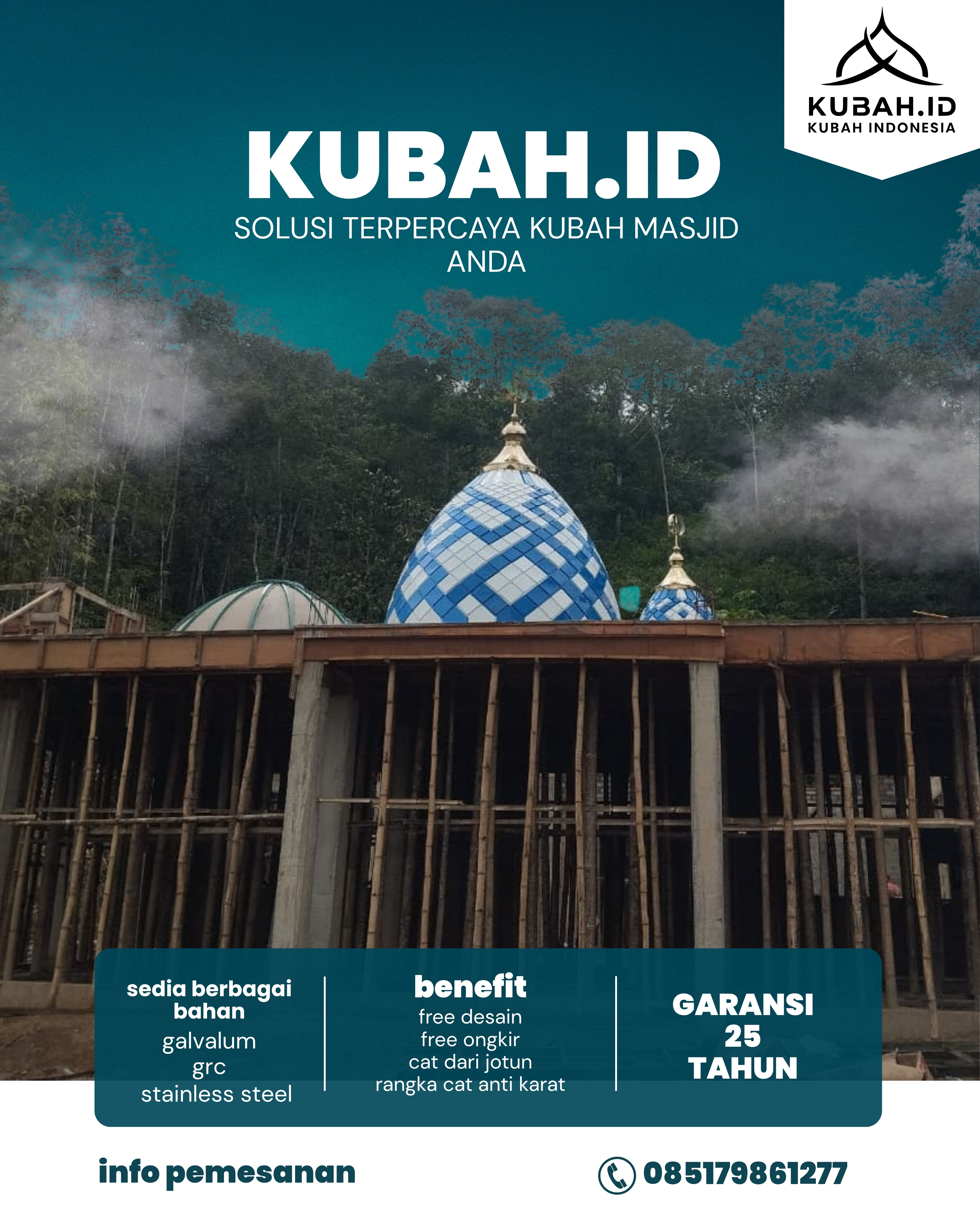 KUBAH MASJID DESAIN ELEGAN DI KEC BATANGHARI, KAB LAMPUNG TIMUR, LAMPUNG (WA: 085179861277)