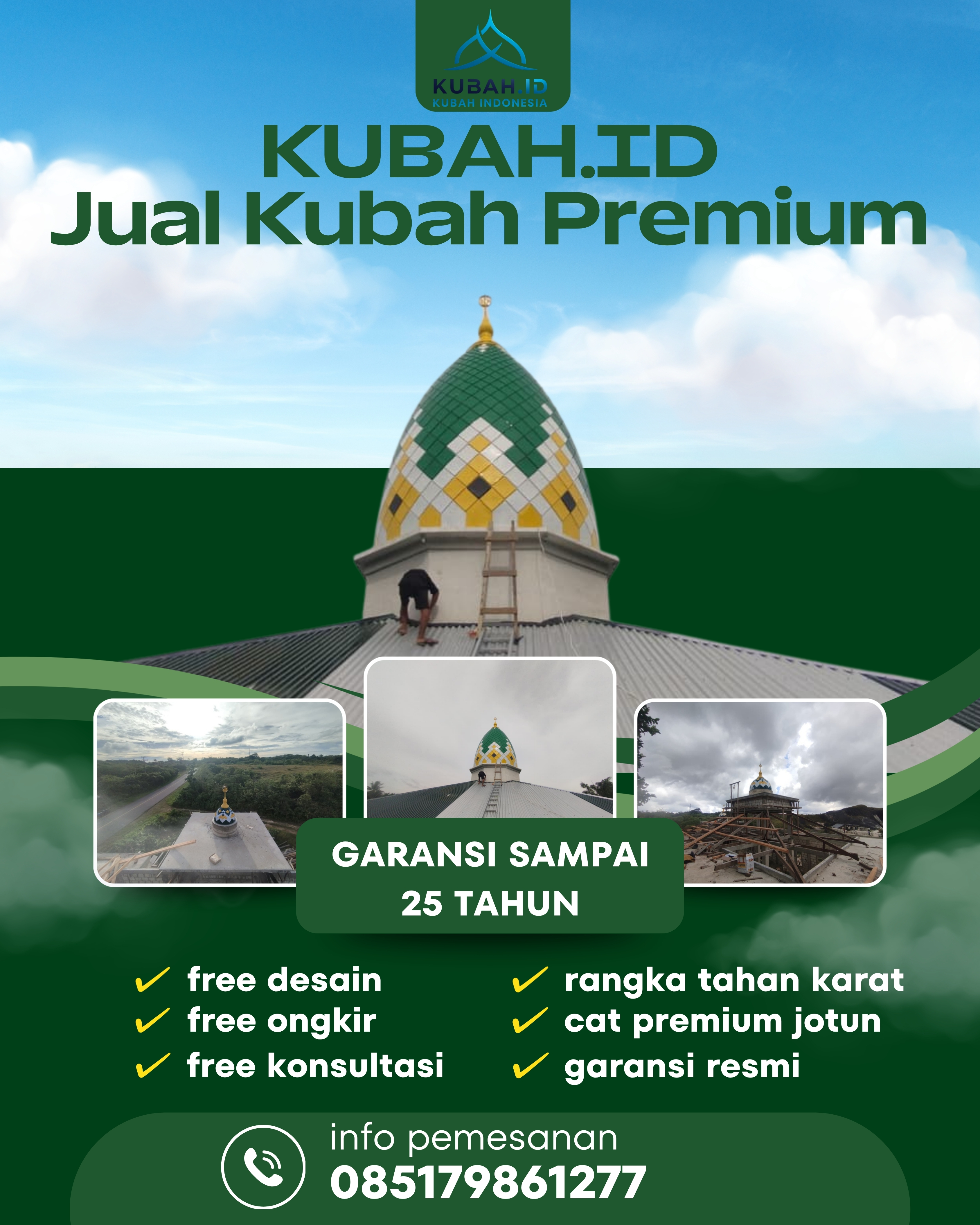 PABRIK KUBAH MASJID MODERN DI KEC HINAI, KAB LANGKAT, SUMATERA UTARA (WA: 085179861277)