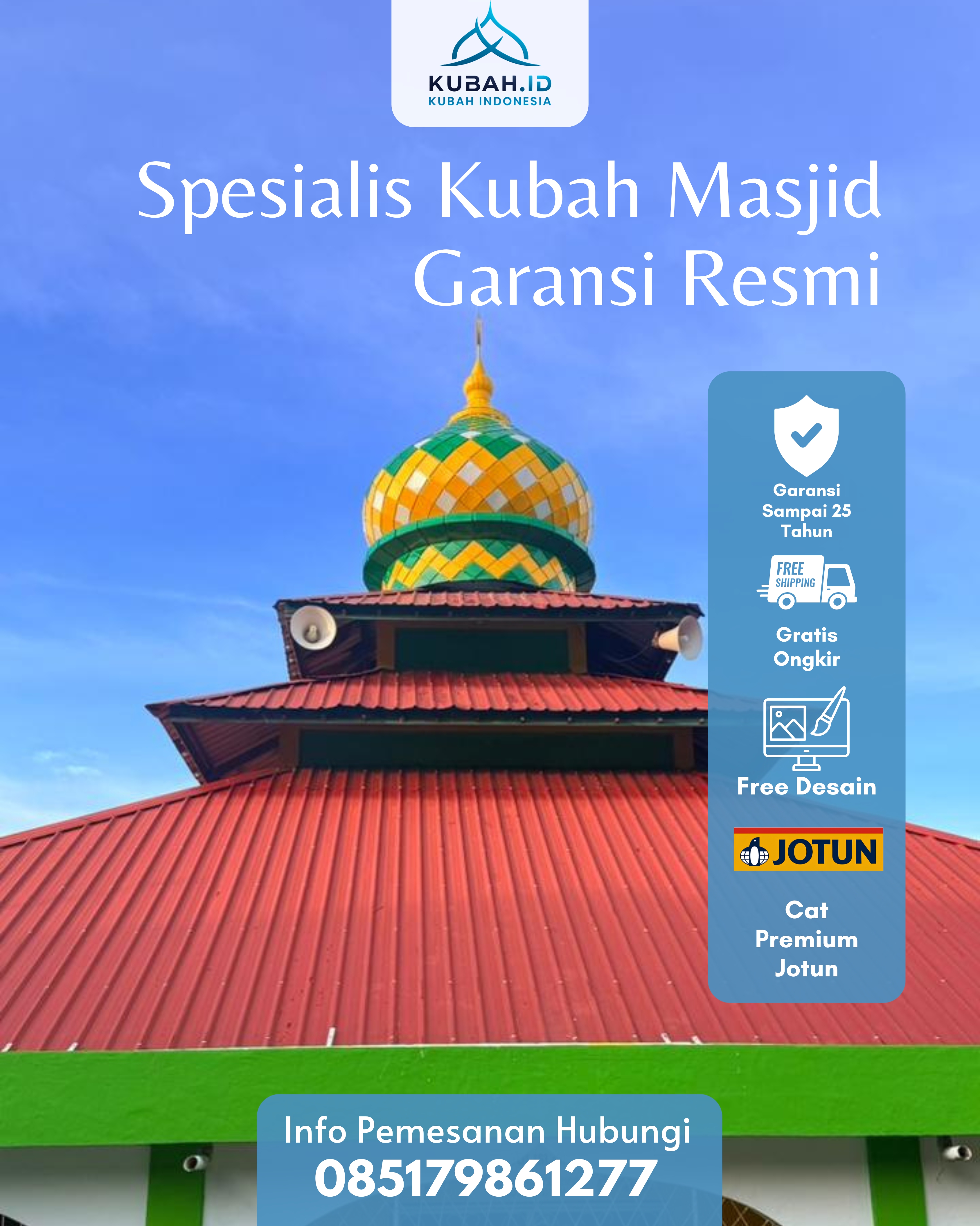 KUBAH MASJID HARGA TERJANGKAU DI KEC PALUPUH, KAB AGAM, SUMATERA BARAT (WA: 085179861277)