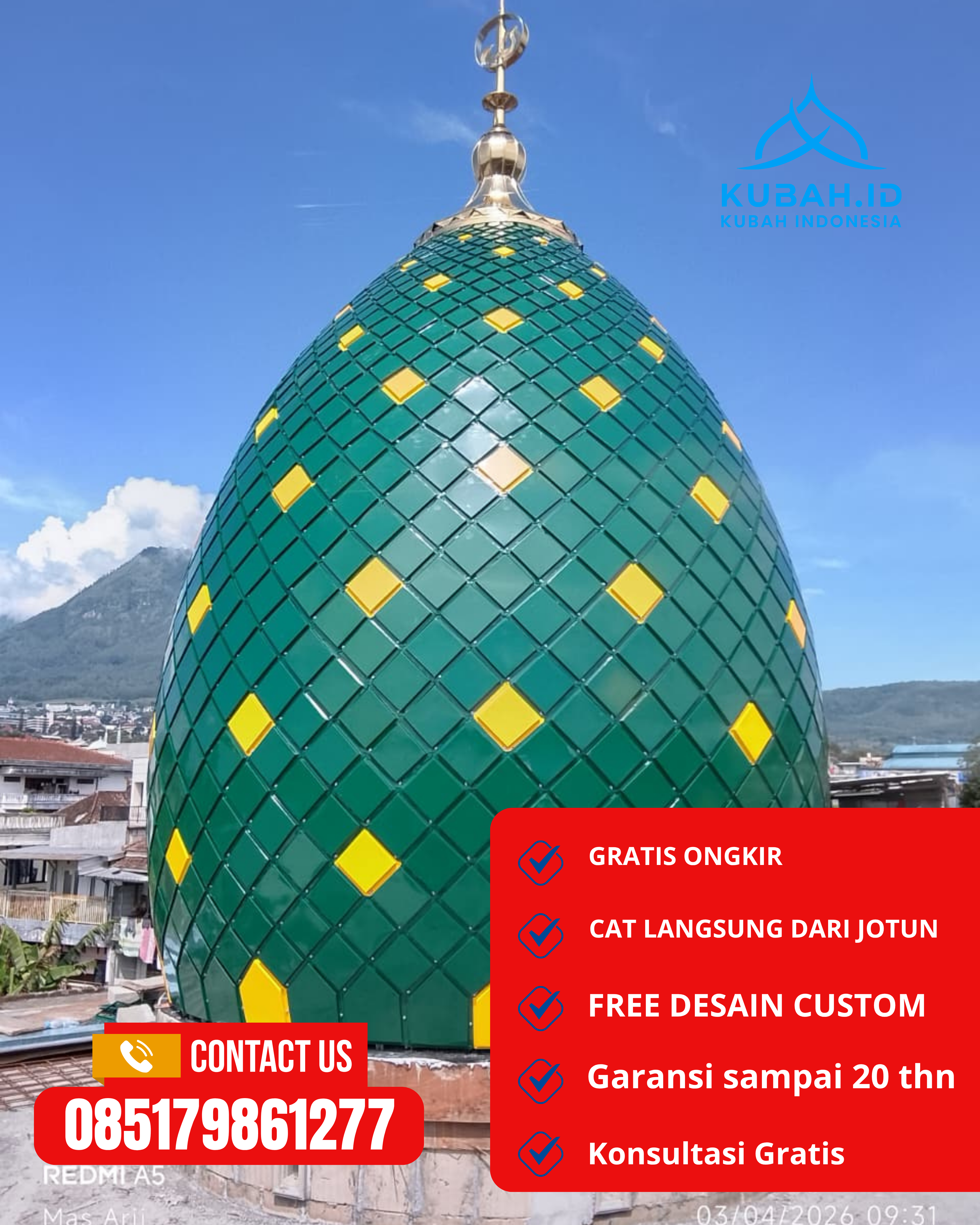 PABRIK KUBAH MASJID MODERN DI KEC POSO KOTA, KAB POSO, SULTENG (WA: 085179861277)