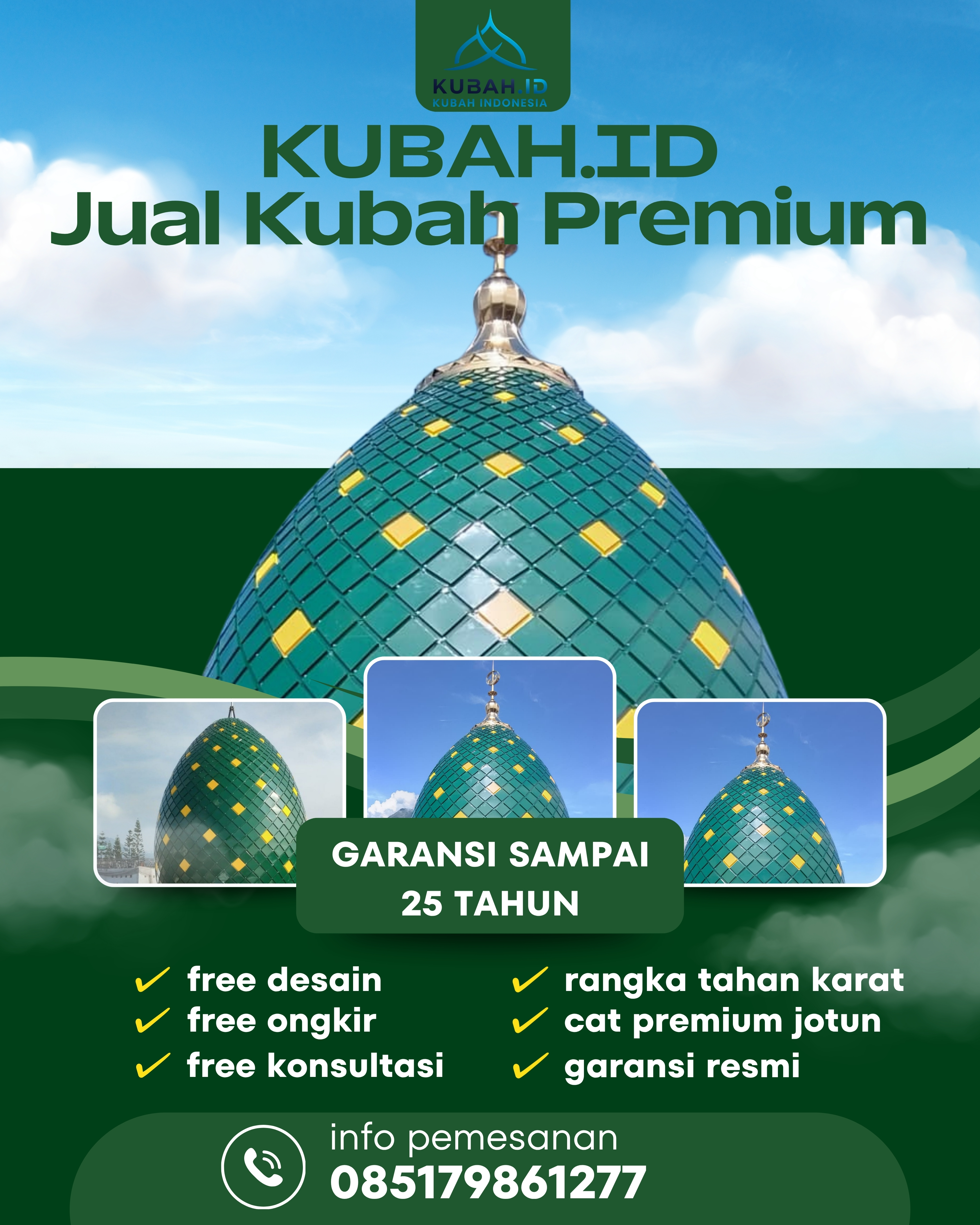 JUAL KUBAH MASJID PREMIUM DI KEC GUNUNGSITOLI, KOTA GUNUNGSITOLI, SUMATERA UTARA (WA: 085179861277)