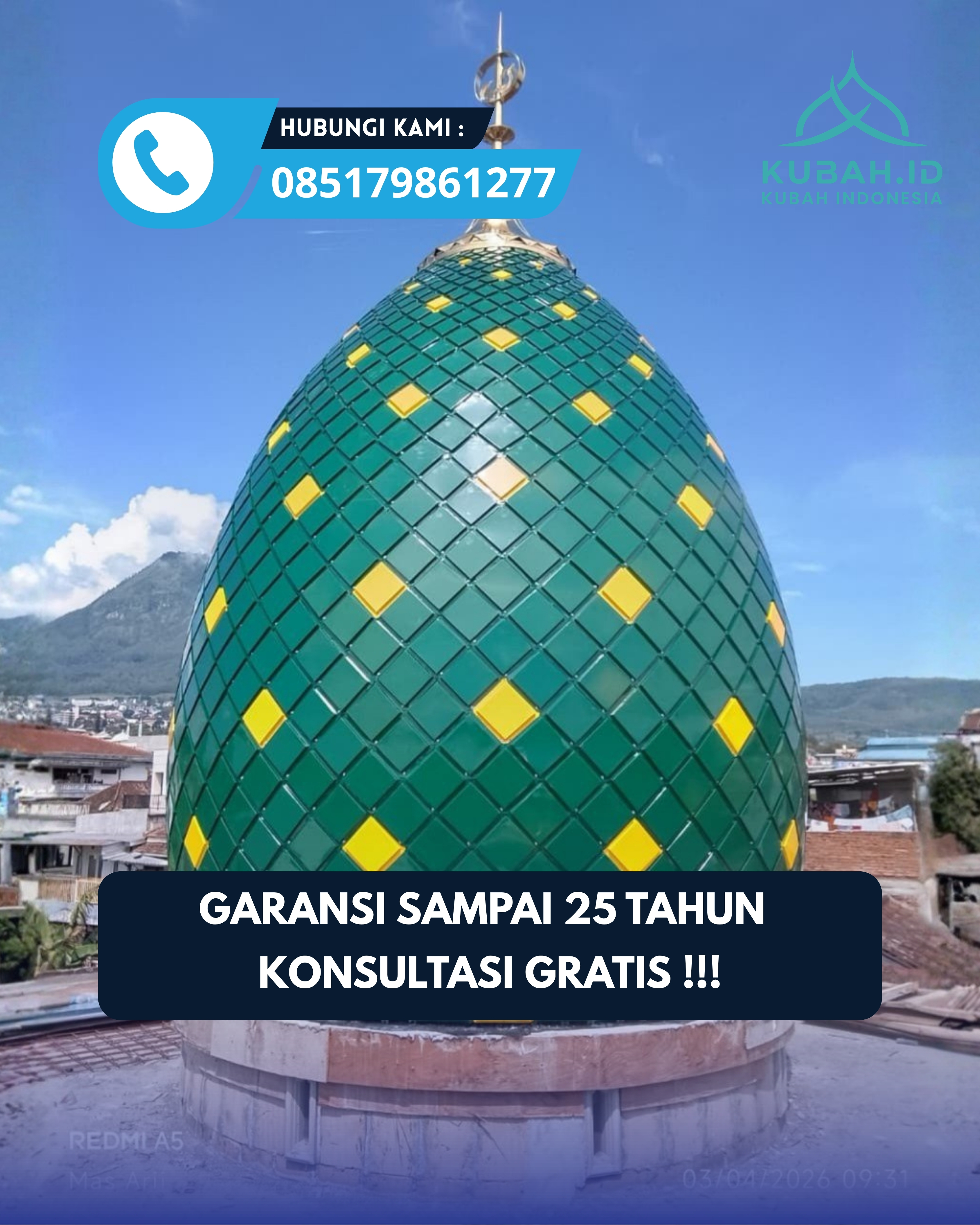 SPESIALIS KUBAH MASJID GARANSI RESMI DI KEC BOBOTSARI, KAB PURBALINGGA, JATENG (WA: 085179861277)