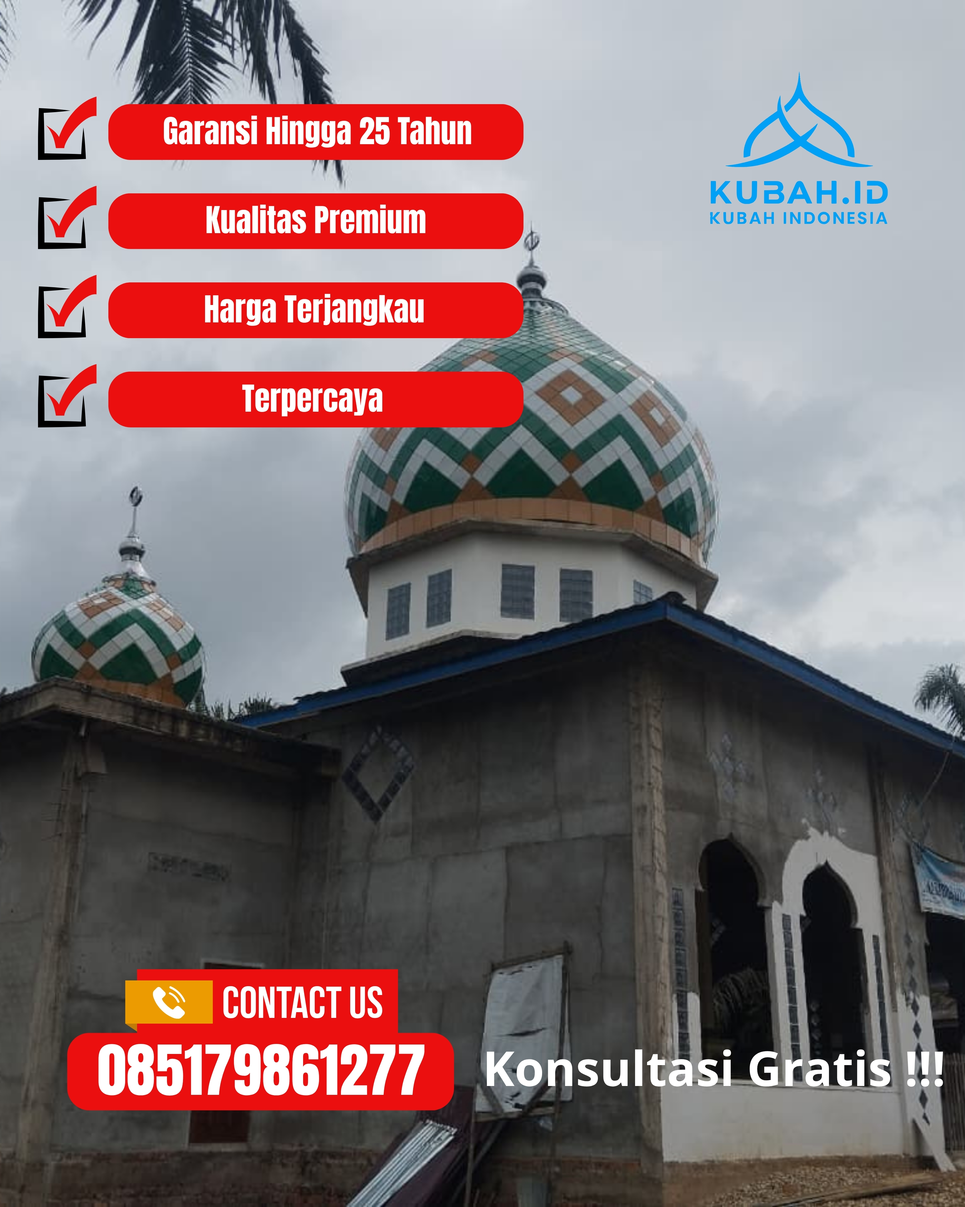 KUBAH MASJID DESAIN ELEGAN DI KEC MOJOAGUNG, KAB JOMBANG, JATIM (WA: 085179861277)