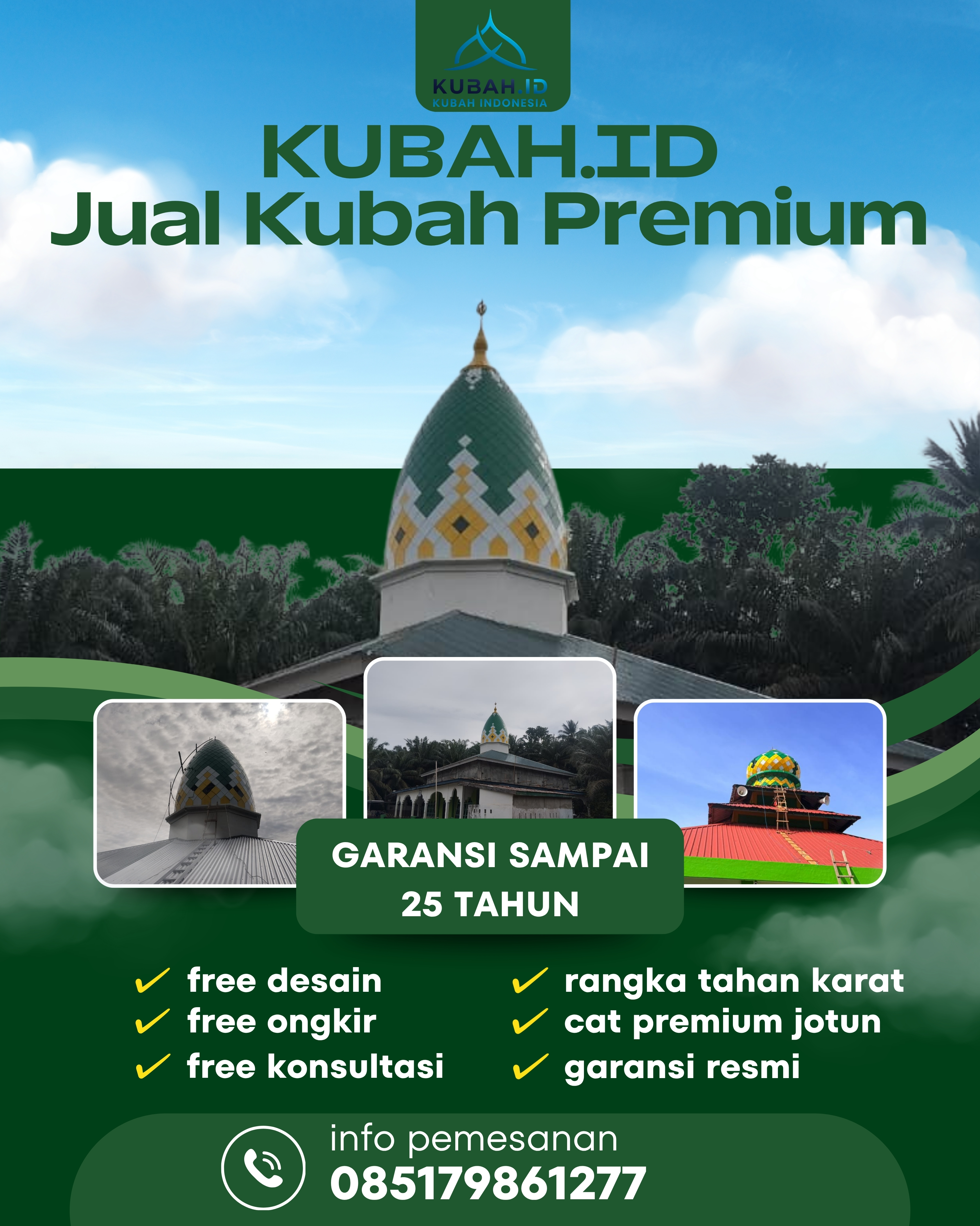 PRODUSEN KUBAH MASJID EKSKLUSIF DI KEC BOSAR MALIGAS, KAB SIMALUNGUN, SUMATERA UTARA (WA: 085179861277)