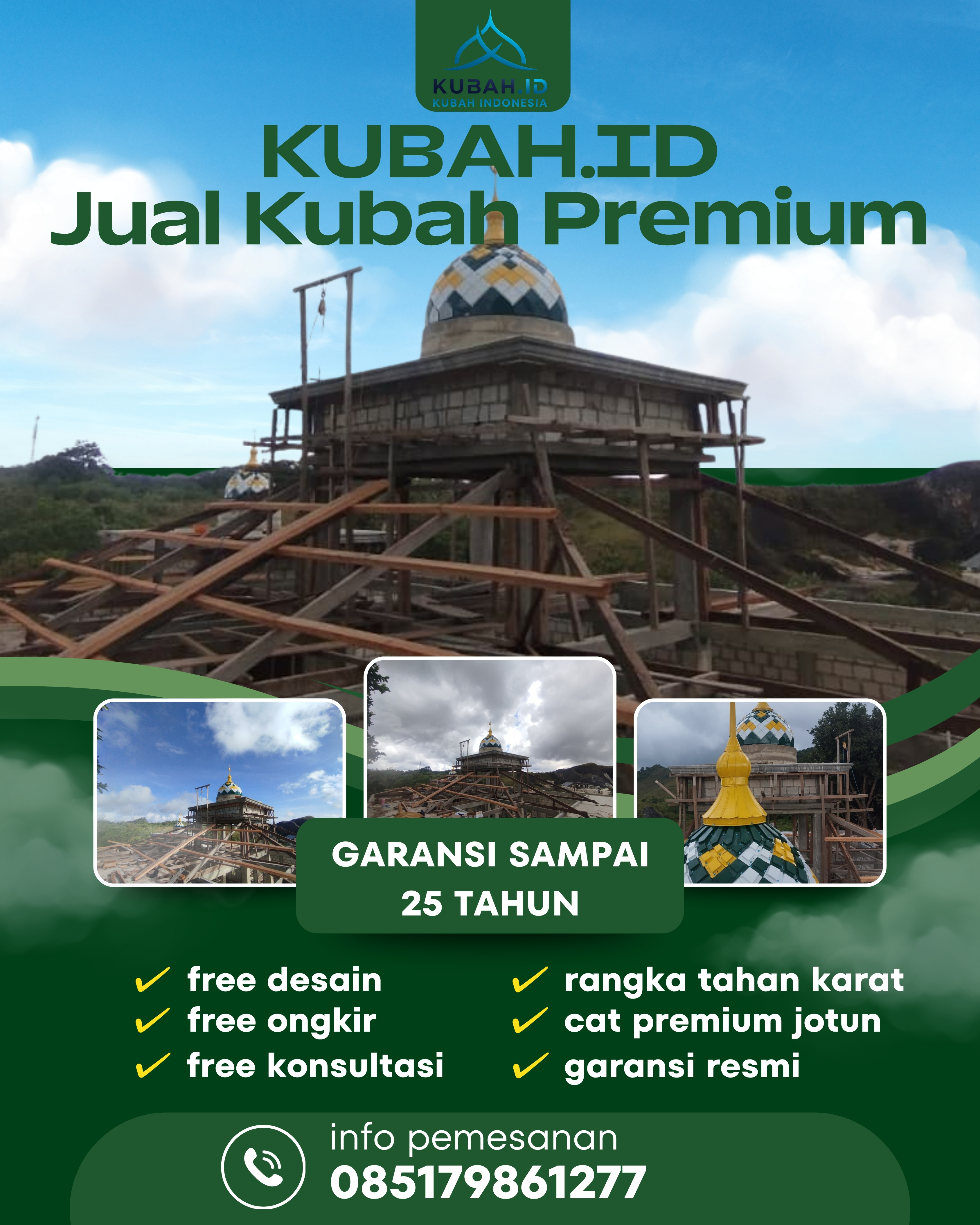 SPESIALIS KUBAH MASJID GARANSI RESMI DI KEC BRANDAN BARAT, KAB LANGKAT, SUMATERA UTARA (WA: 085179861277)