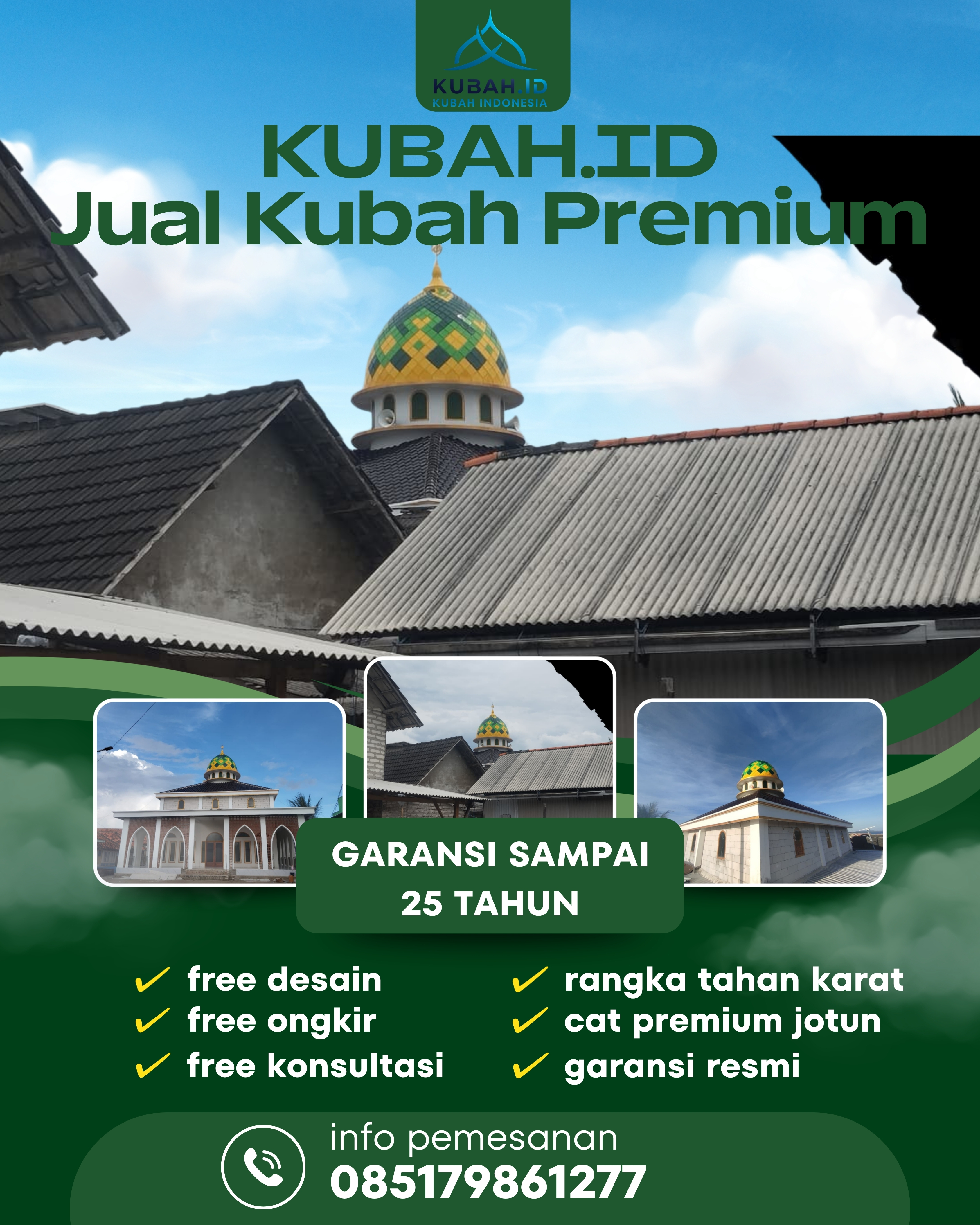 SPESIALIS KUBAH MASJID GARANSI RESMI DI KEC PADANG SELATAN, KOTA PADANG, SUMATERA BARAT (WA: 085179861277)