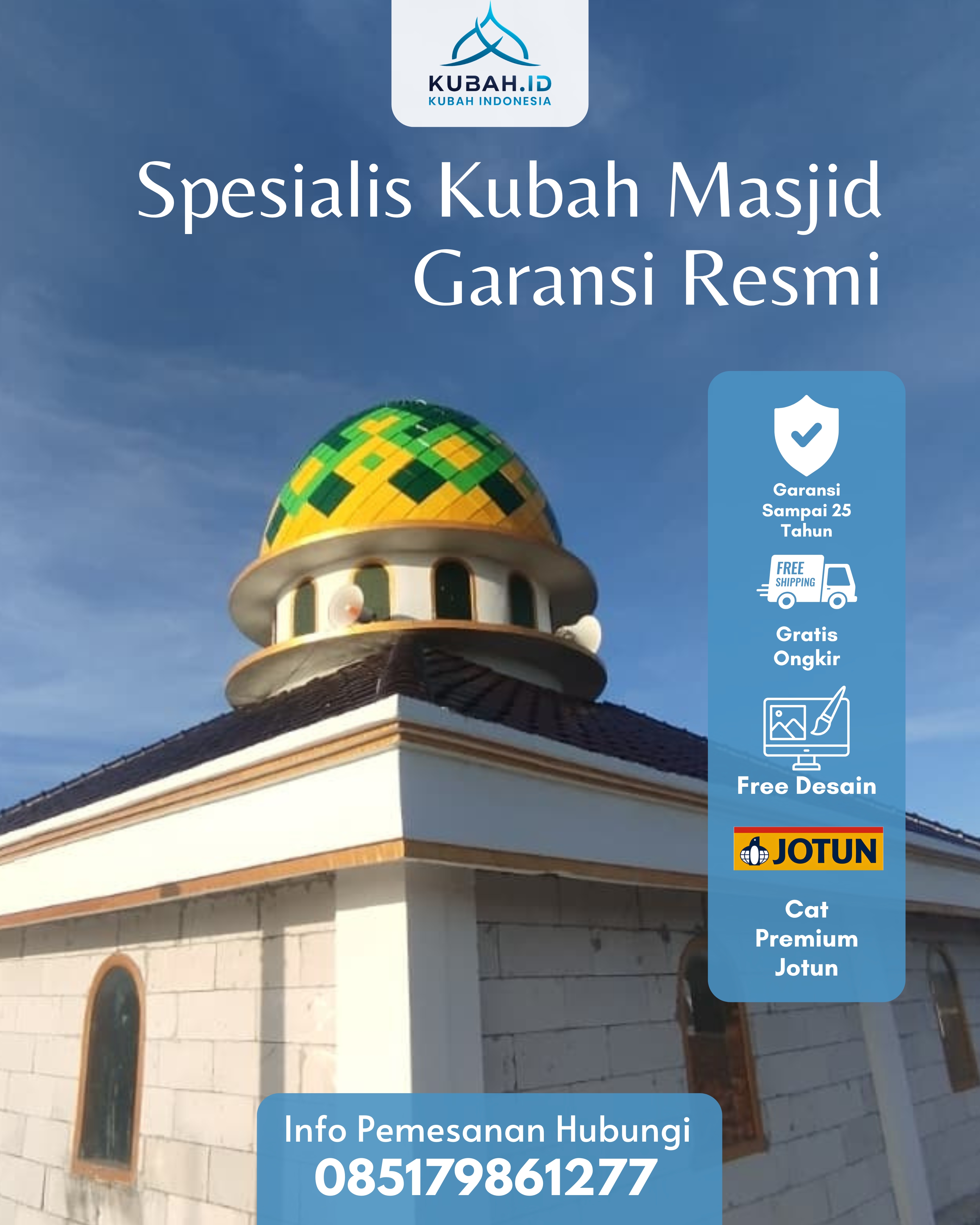 KUBAH MASJID HARGA TERJANGKAU DI KEC PADANG TIMUR, KOTA PADANG, SUMATERA BARAT (WA: 085179861277)