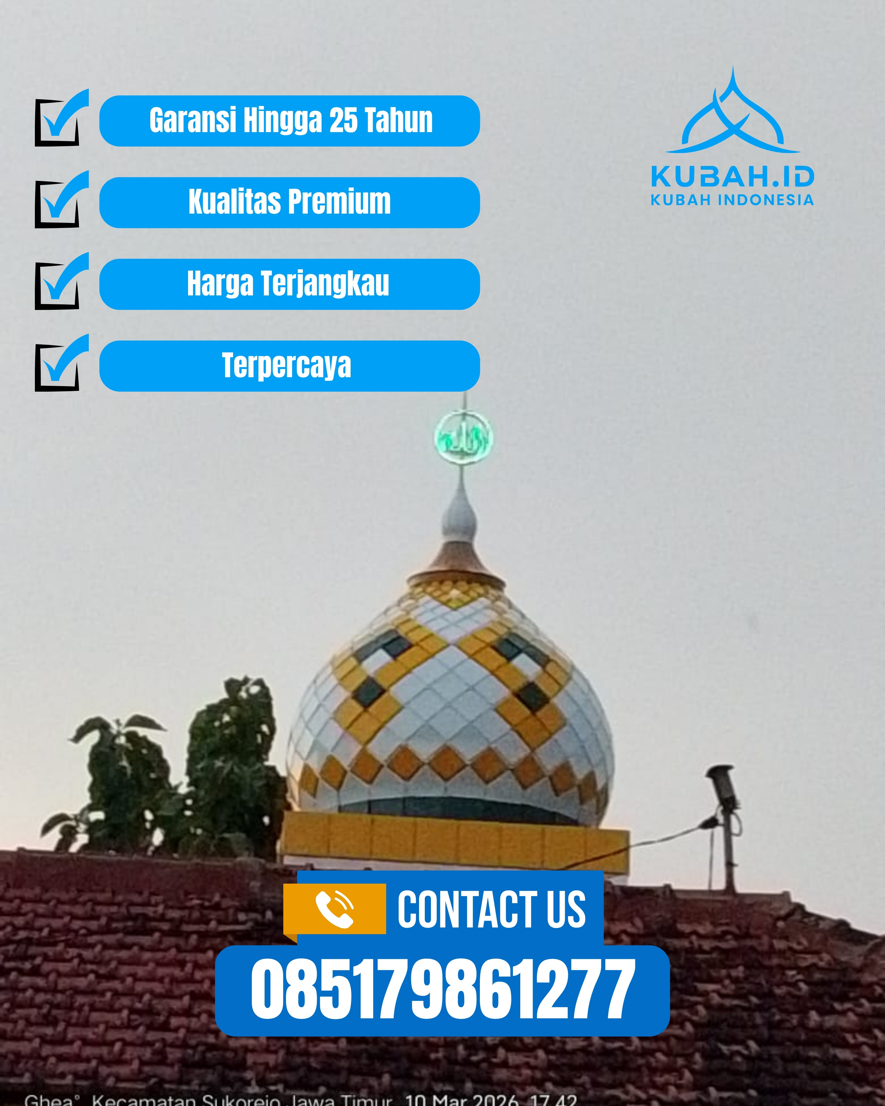 JUAL KUBAH MASJID TAHAN LAMA DI KEC SEMARANG TENGAH, KOTA SEMARANG, JATENG (WA: 085179861277)