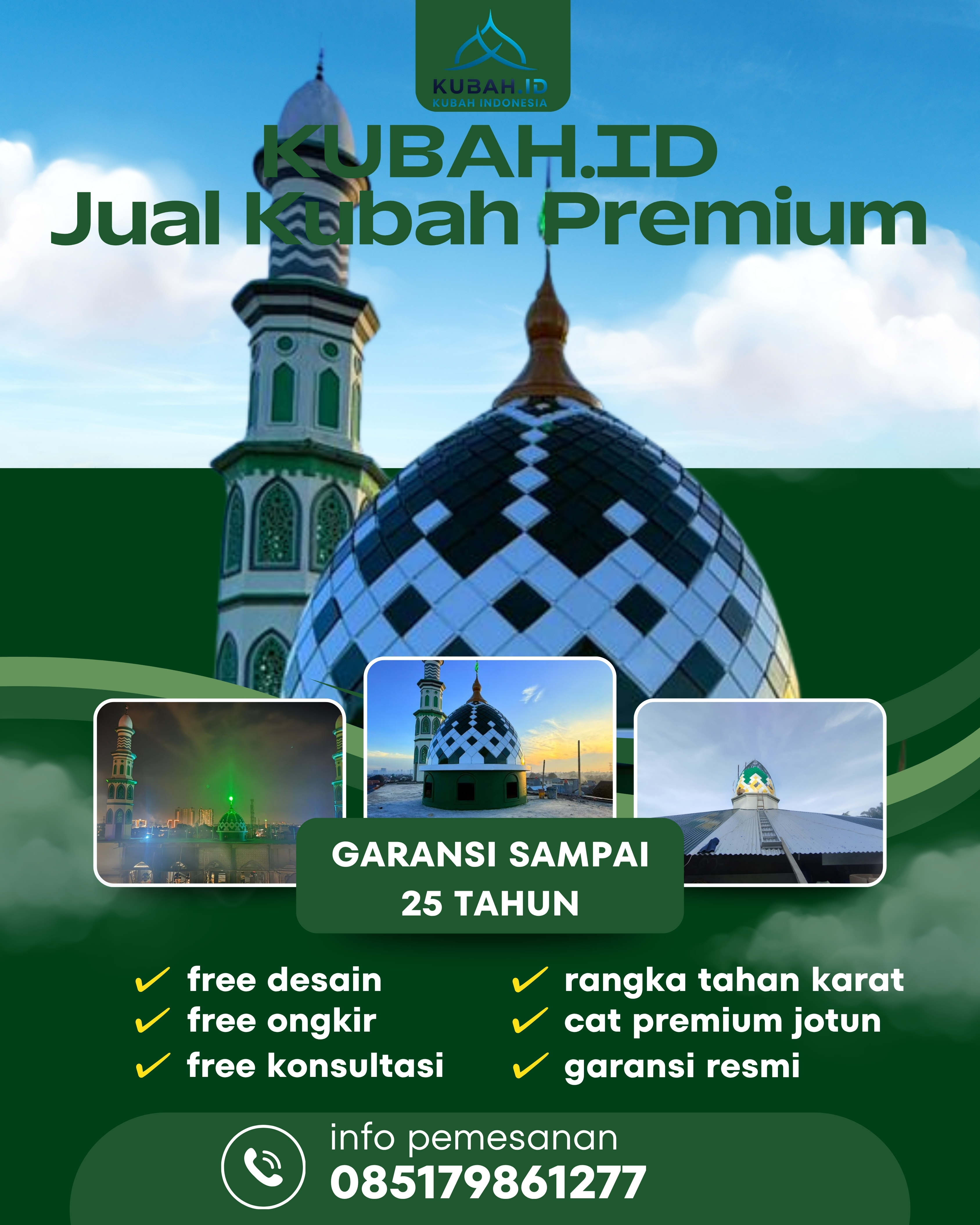 SPESIALIS KUBAH MASJID GARANSI RESMI DI KEC AEK LEDONG, KAB ASAHAN, SUMATERA UTARA (WA: 085179861277)