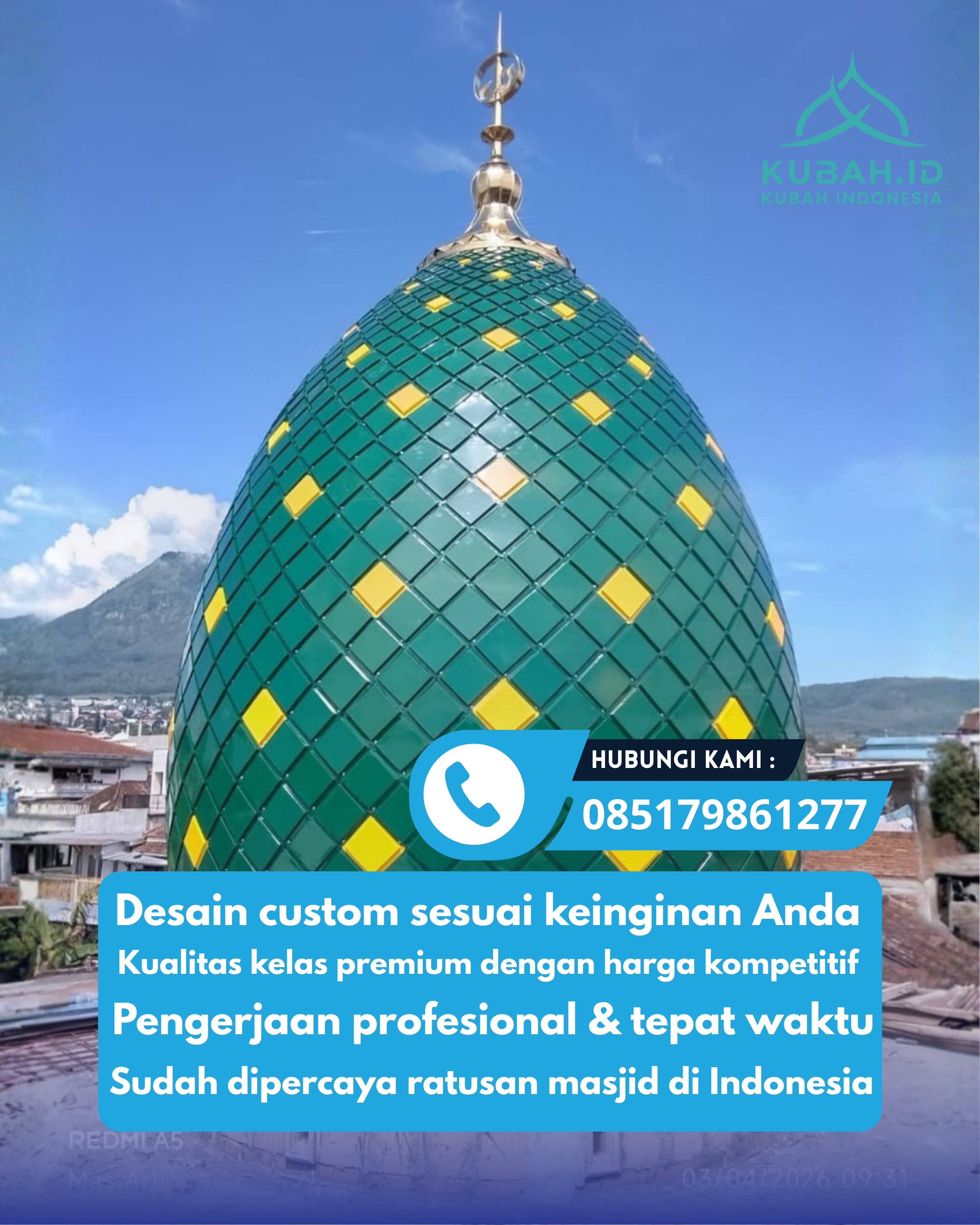 PRODUSEN KUBAH MASJID EKSKLUSIF DI KEC BANJARNEGARA, KAB BANJARNEGARA, JATENG (WA: 085179861277)