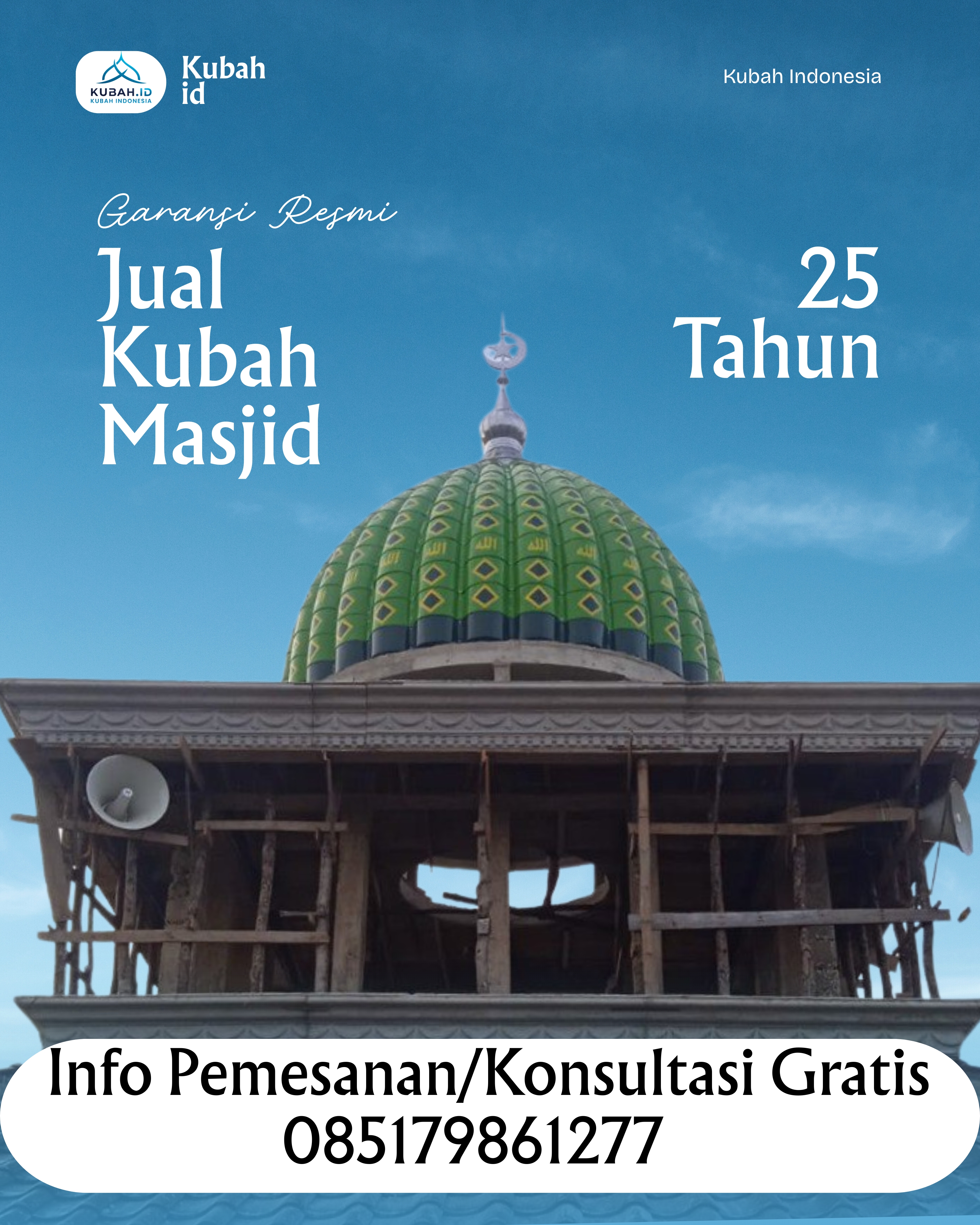 KUBAH MASJID DESAIN ELEGAN DI KEC SEPULUH KOTO, KAB TANAH DATAR, SUMATERA BARAT (WA: 085179861277)