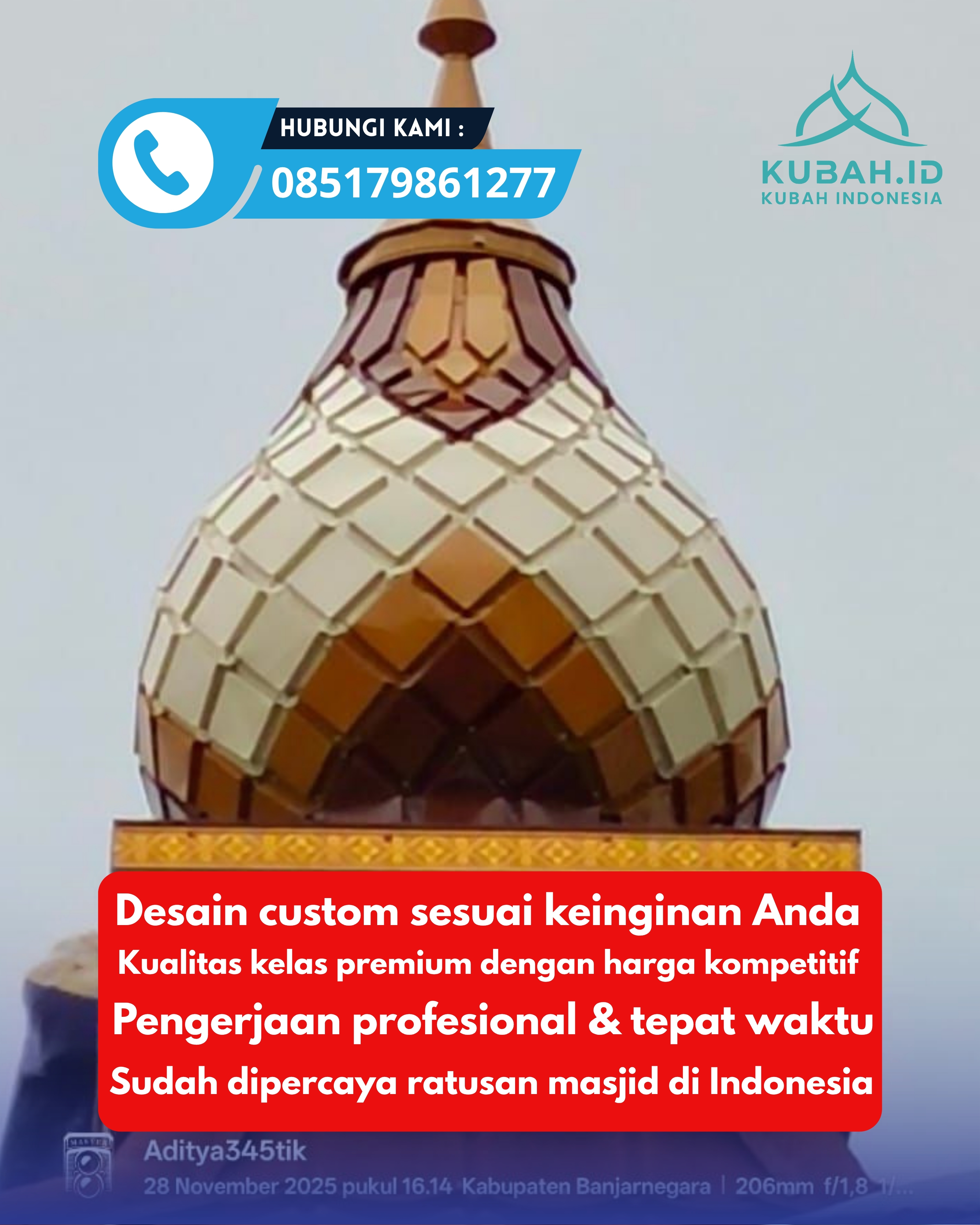 PABRIK KUBAH MASJID MODERN DI KEC WARU, KAB SIDOARJO, JATIM (WA: 085179861277)