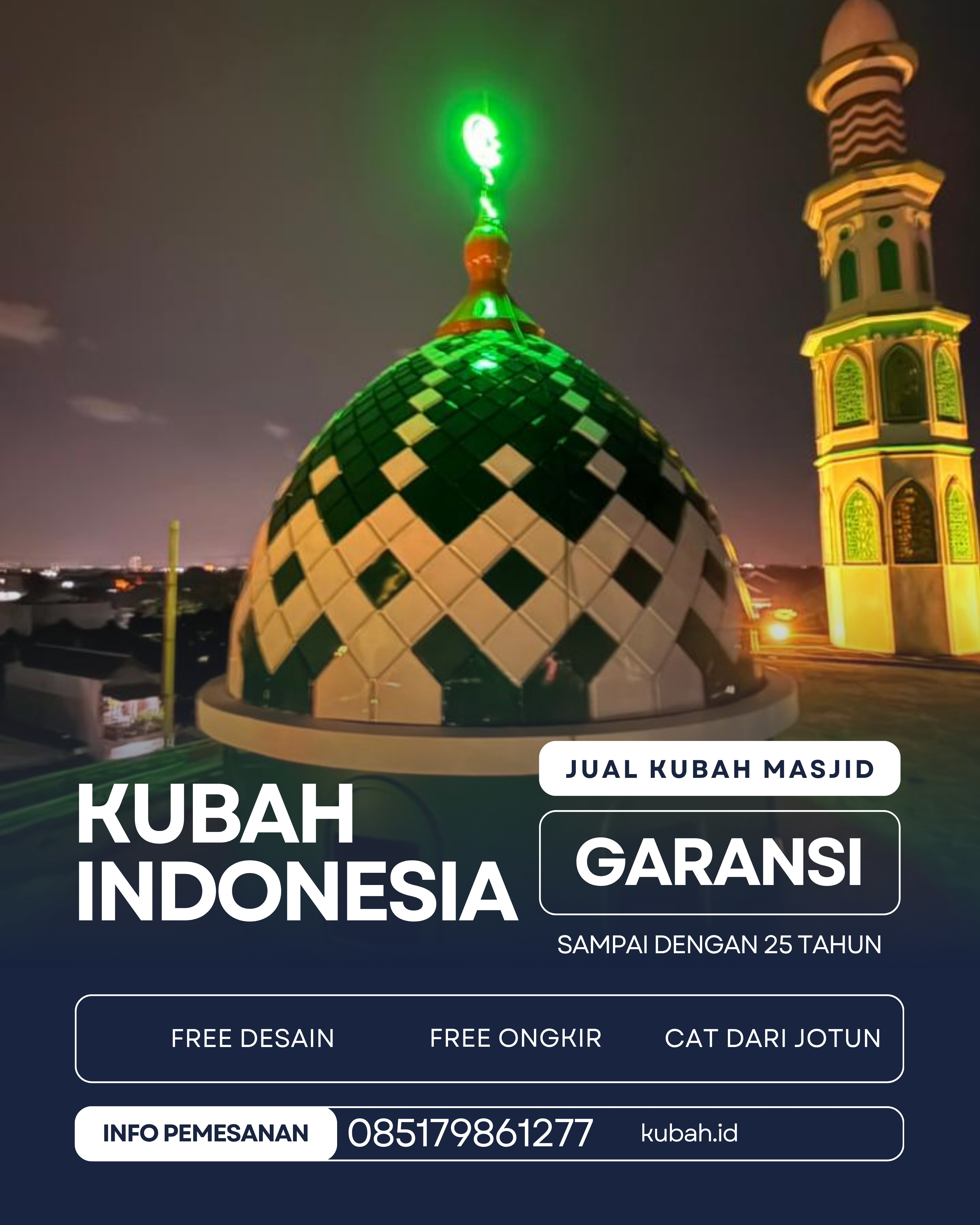 JUAL KUBAH MASJID PREMIUM DI KEC SOSOH BUAY RAYAP, KAB OGAN KOMERING ULU, SUMATERA SELATAN (WA: 085179861277)