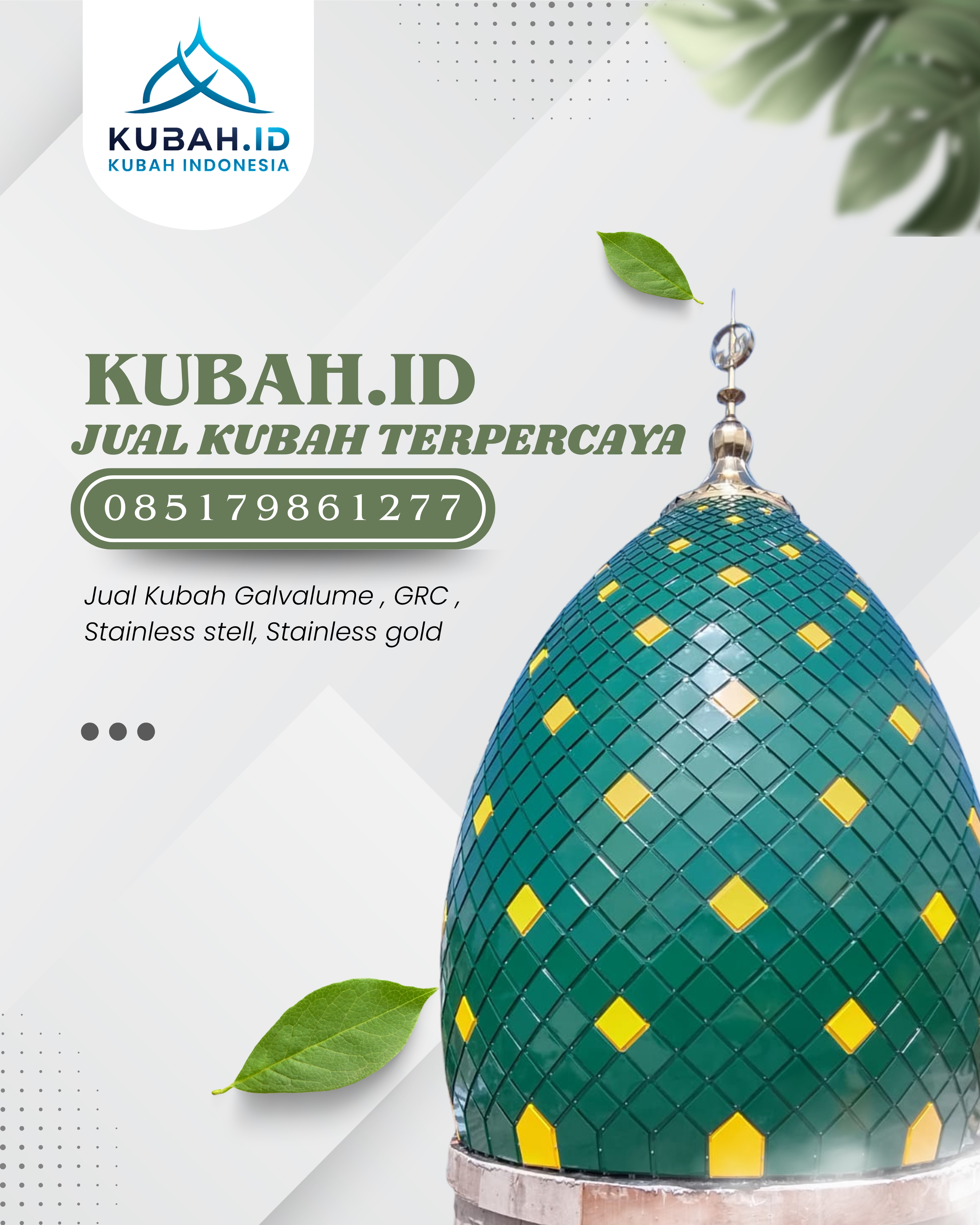 JUAL KUBAH MASJID TAHAN LAMA DI KEC PEMULUTAN BARAT, KAB OGAN ILIR, SUMATERA SELATAN (WA: 085179861277)