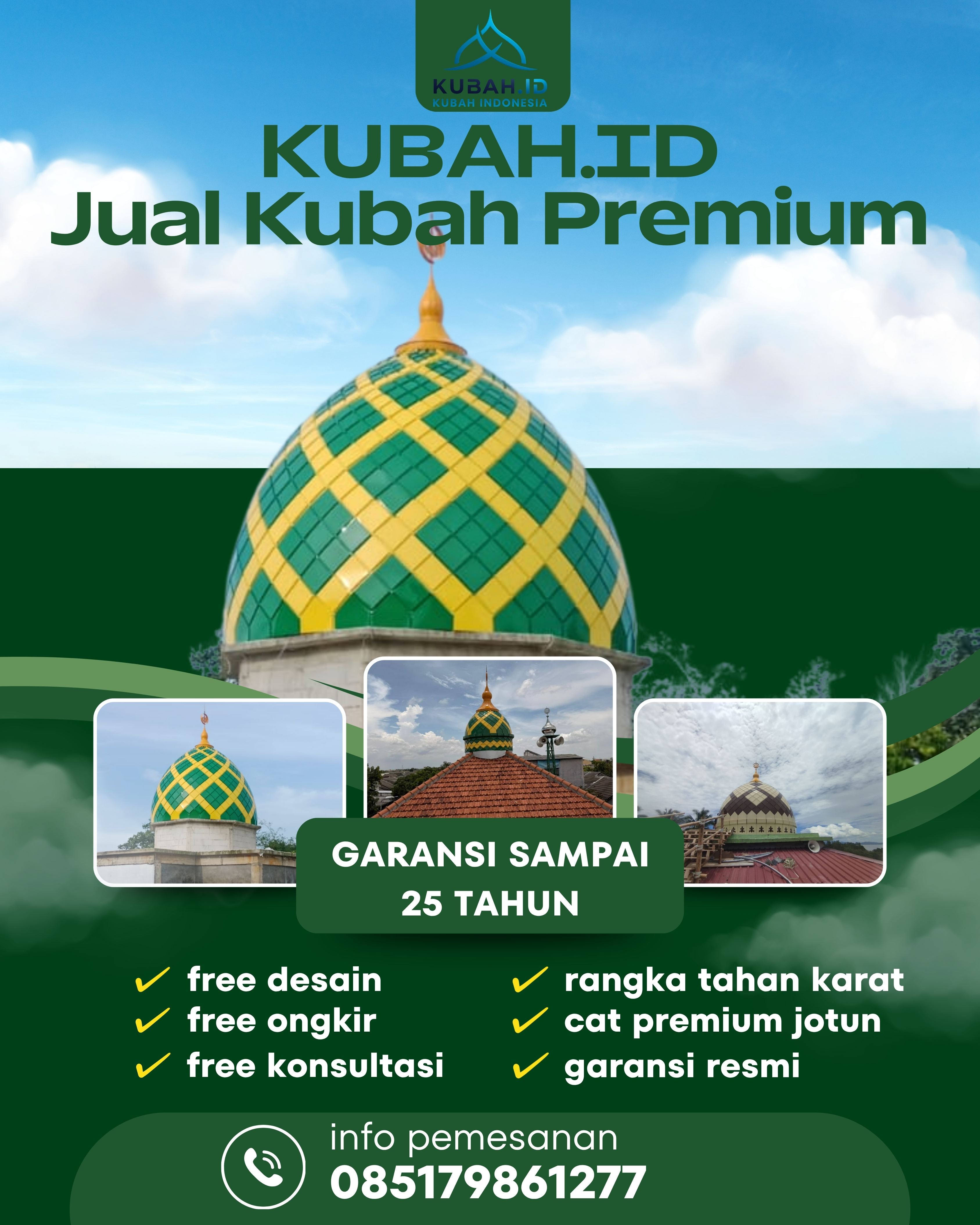 JUAL KUBAH MASJID TAHAN LAMA DI KEC GUNUNGSITOLI SELATAN, KOTA GUNUNGSITOLI, SUMATERA UTARA (WA: 085179861277)