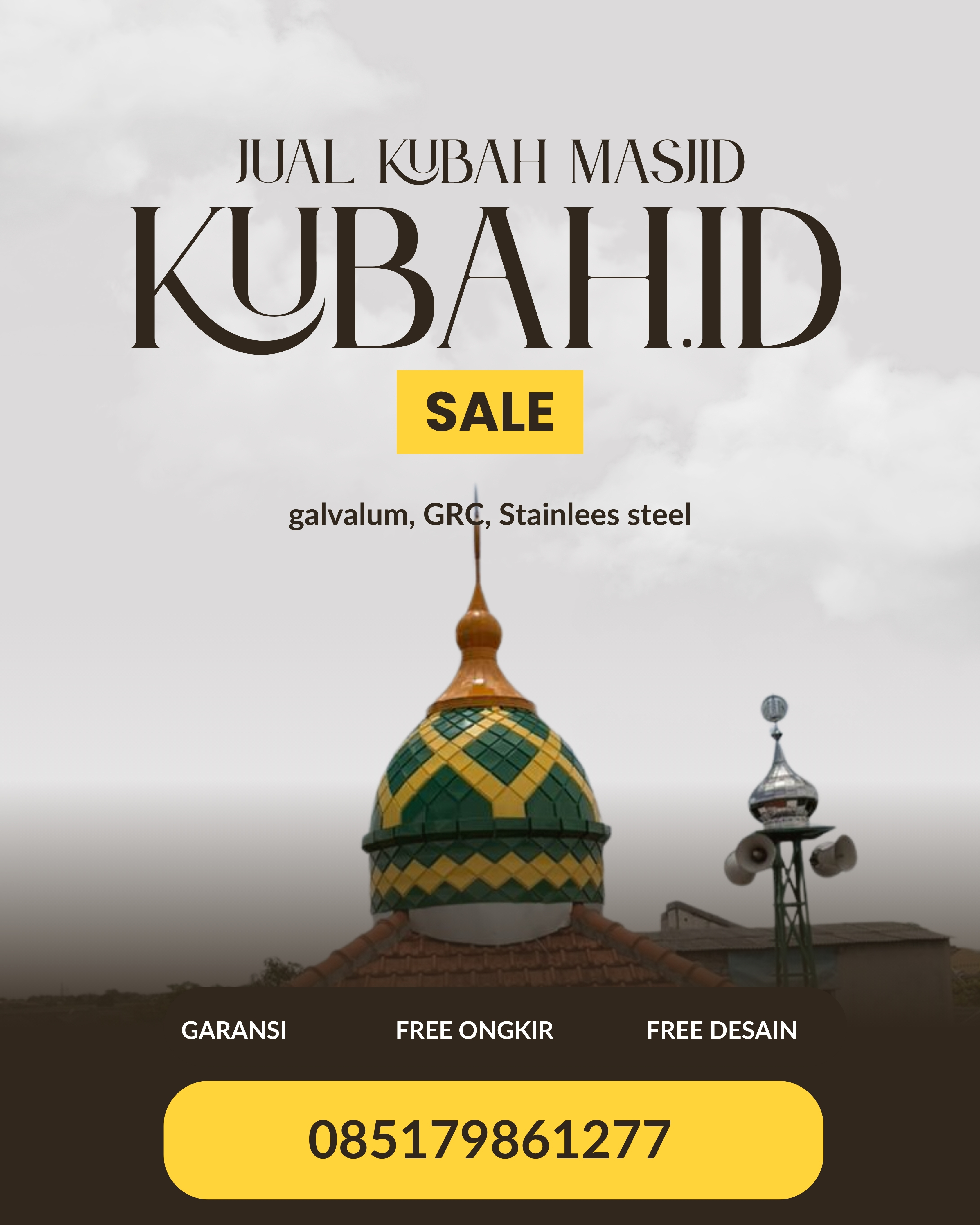 PABRIK KUBAH MASJID MODERN DI KEC BELITANG MADANG RAYA, KAB OKU TIMUR, SUMATERA SELATAN (WA: 085179861277)