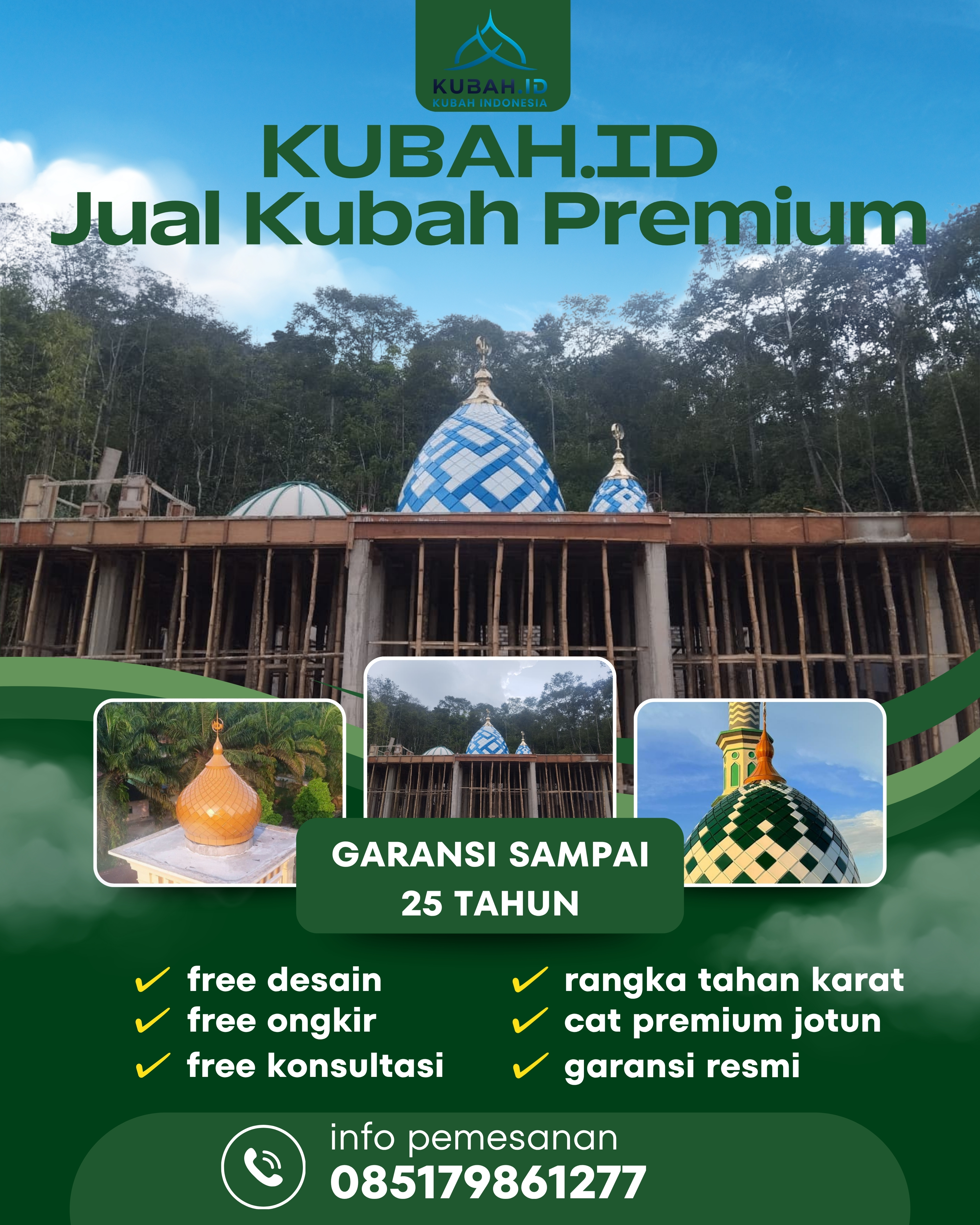 PABRIK KUBAH MASJID MODERN DI KEC LUBUK PAKAM, KAB DELI SERDANG, SUMATERA UTARA (WA: 085179861277)