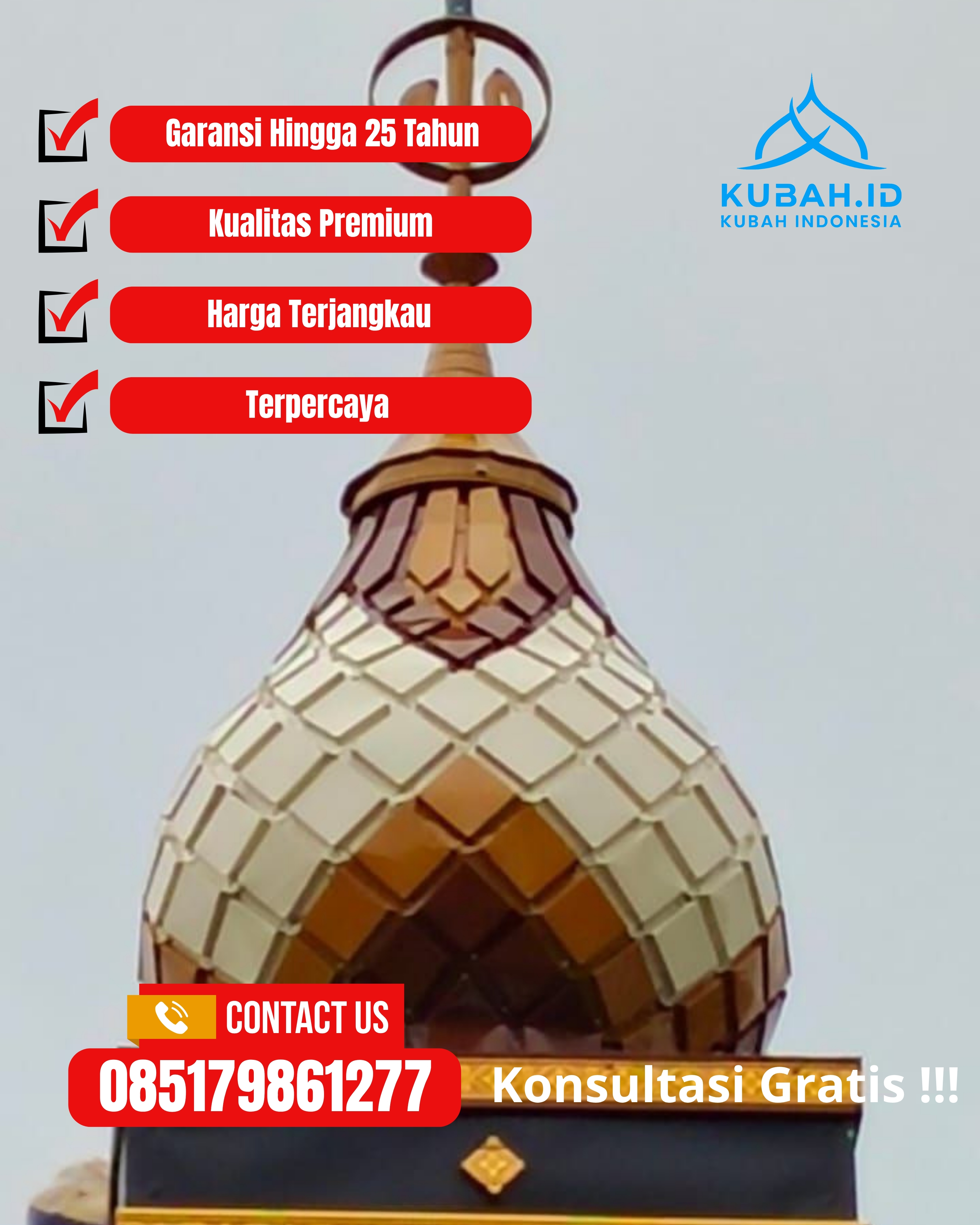 KUBAH MASJID DESAIN ELEGAN DI KEC KAMAL, KAB BANGKALAN, JATIM (WA: 085179861277)