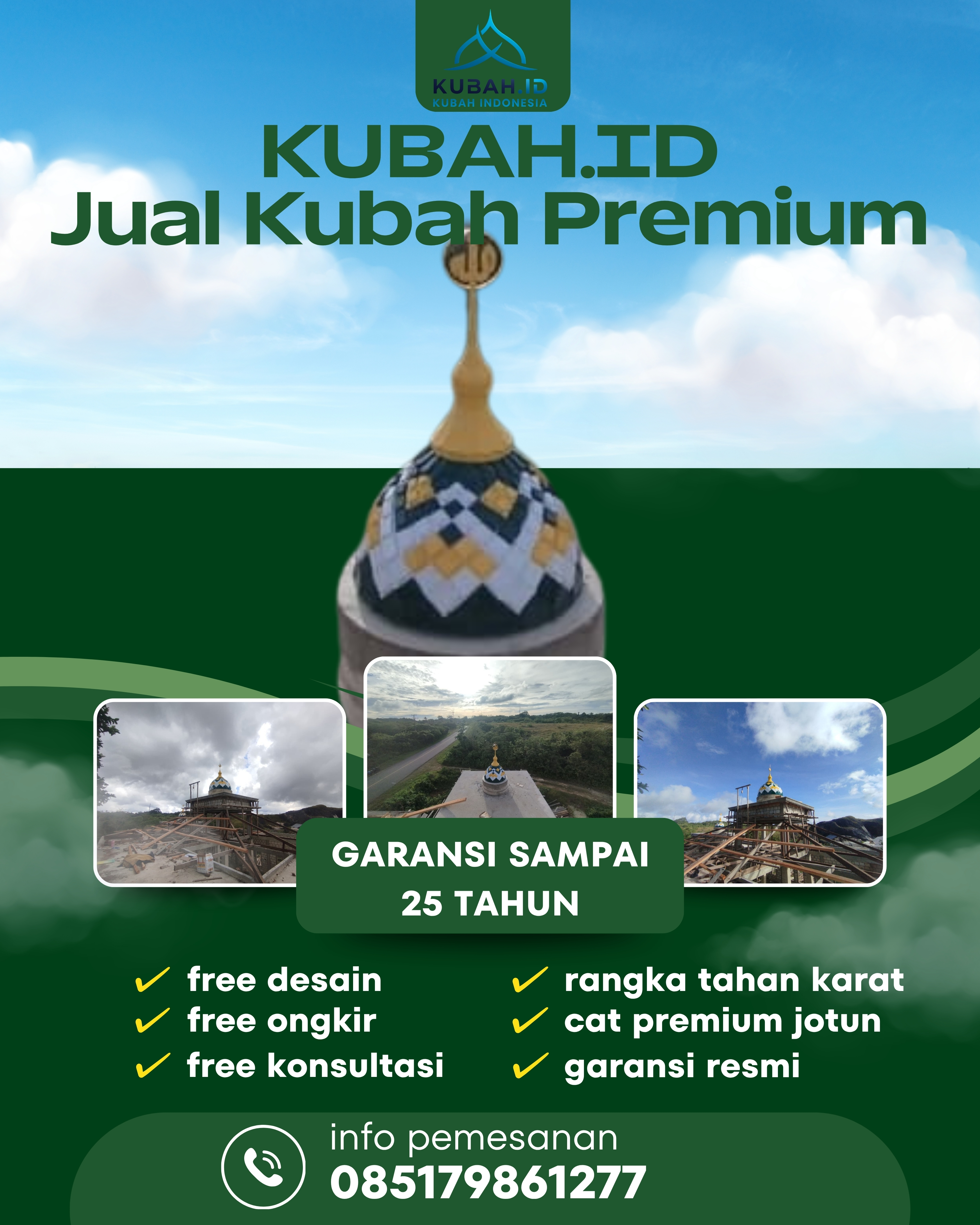 KUBAH MASJID HARGA TERJANGKAU DI KEC GEBANG, KAB LANGKAT, SUMATERA UTARA (WA: 085179861277)