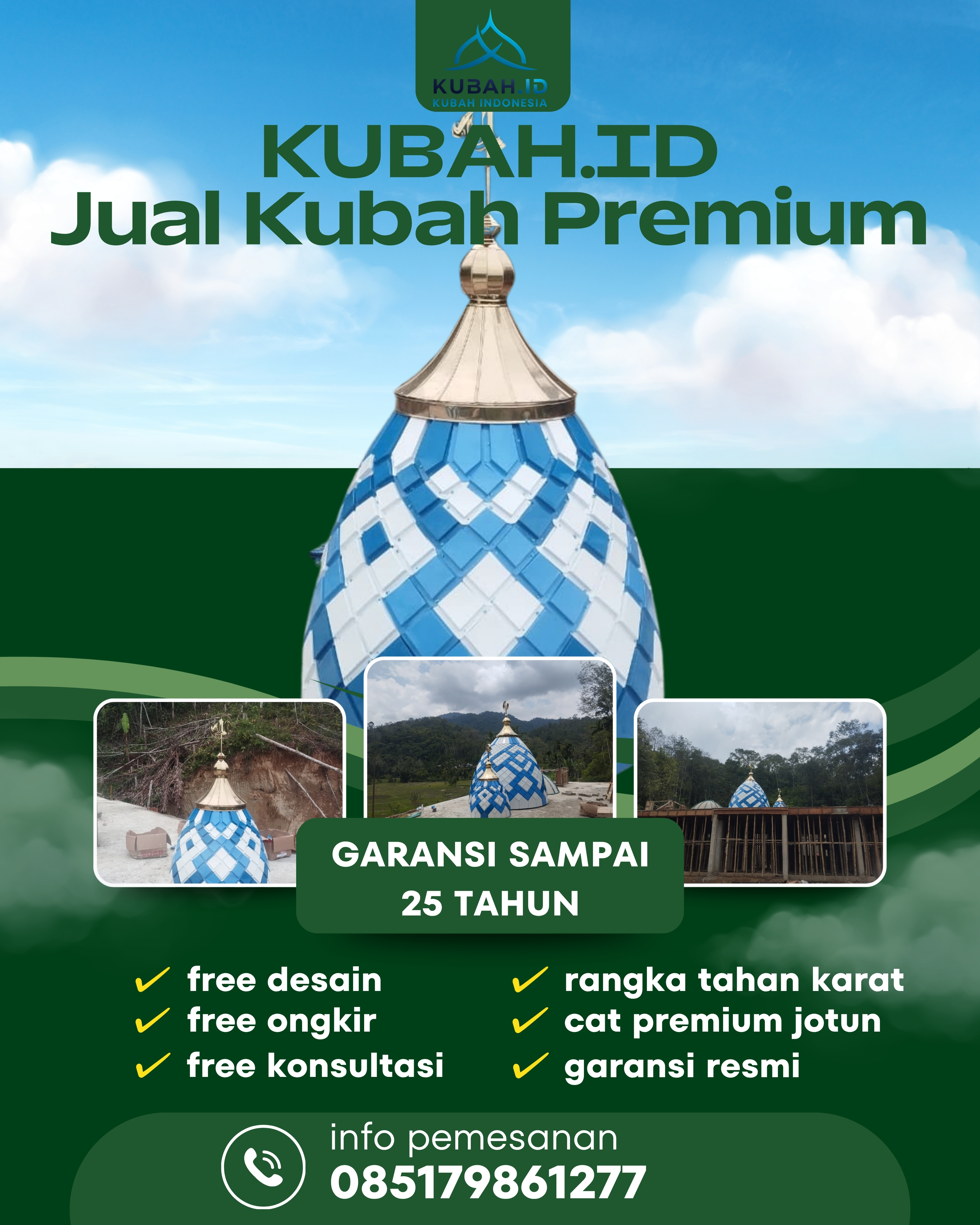 PABRIK KUBAH MASJID MODERN DI KEC BERINGIN, KAB DELI SERDANG, SUMATERA UTARA (WA: 085179861277)