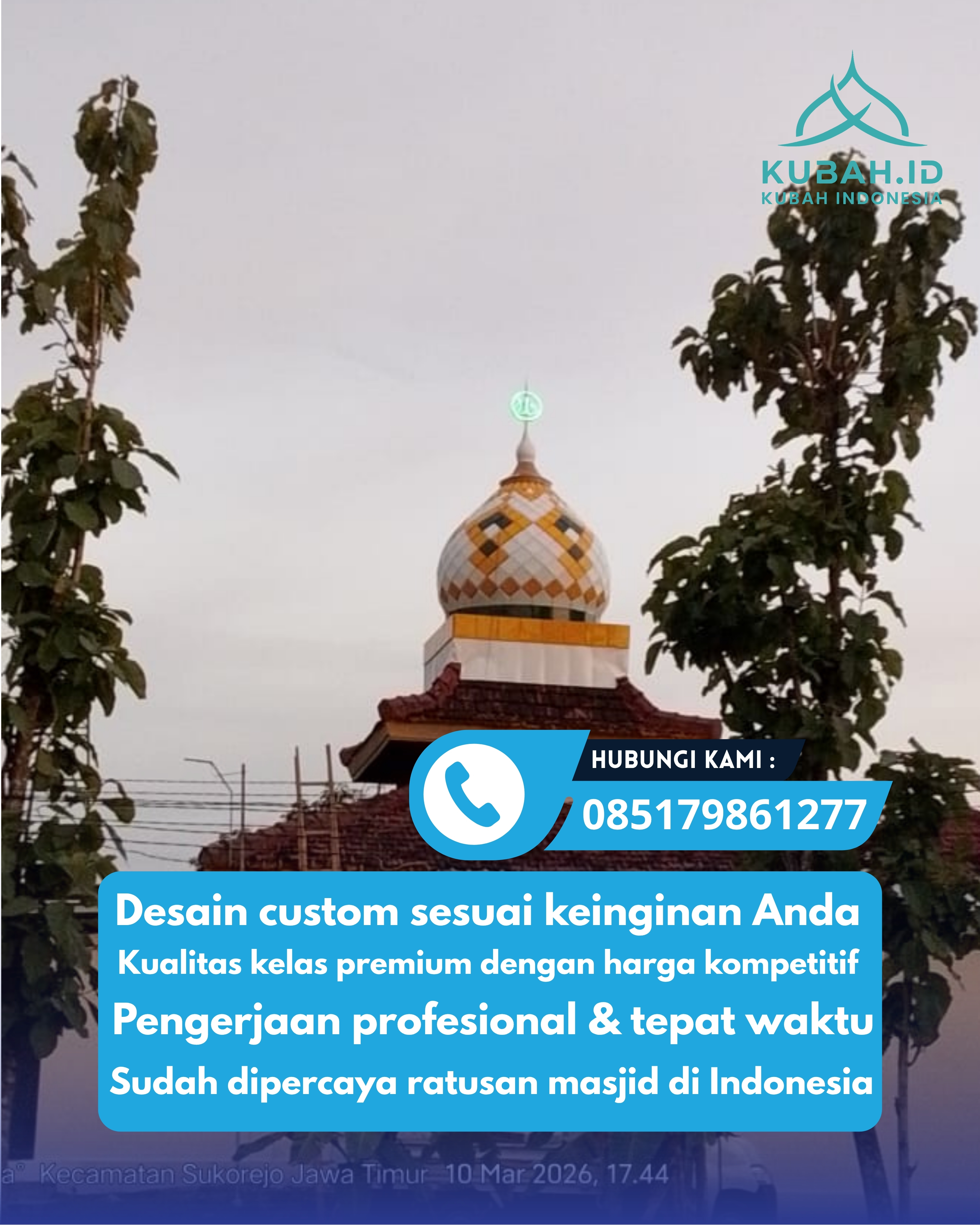 JUAL KUBAH MASJID TAHAN LAMA DI KEC SUMEDANG UTARA, KAB SUMEDANG, JABAR (WA: 085179861277)