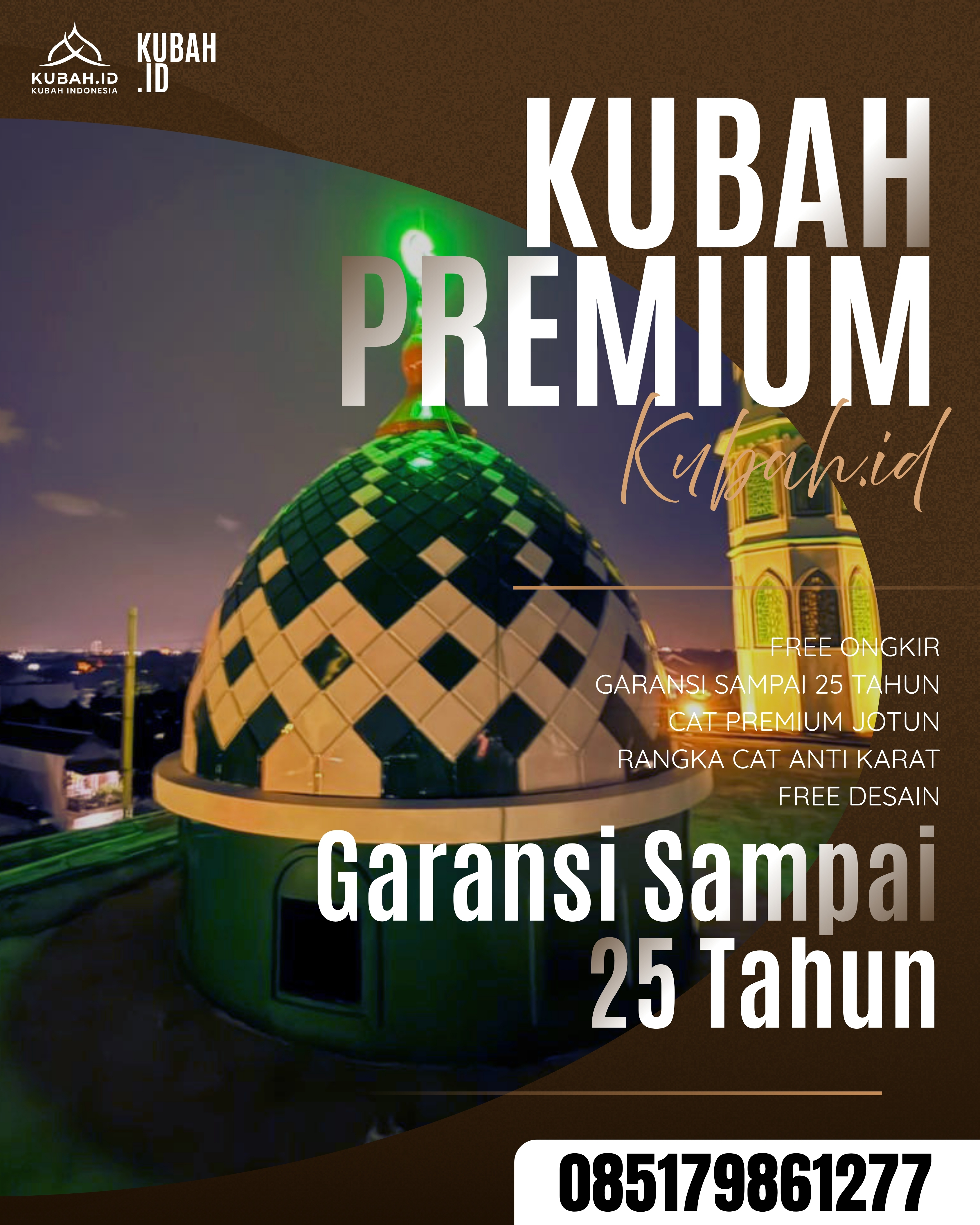 JUAL KUBAH MASJID TAHAN LAMA DI KEC TEBING TINGGI, KAB EMPAT LAWANG, SUMATERA SELATAN (WA: 085179861277)