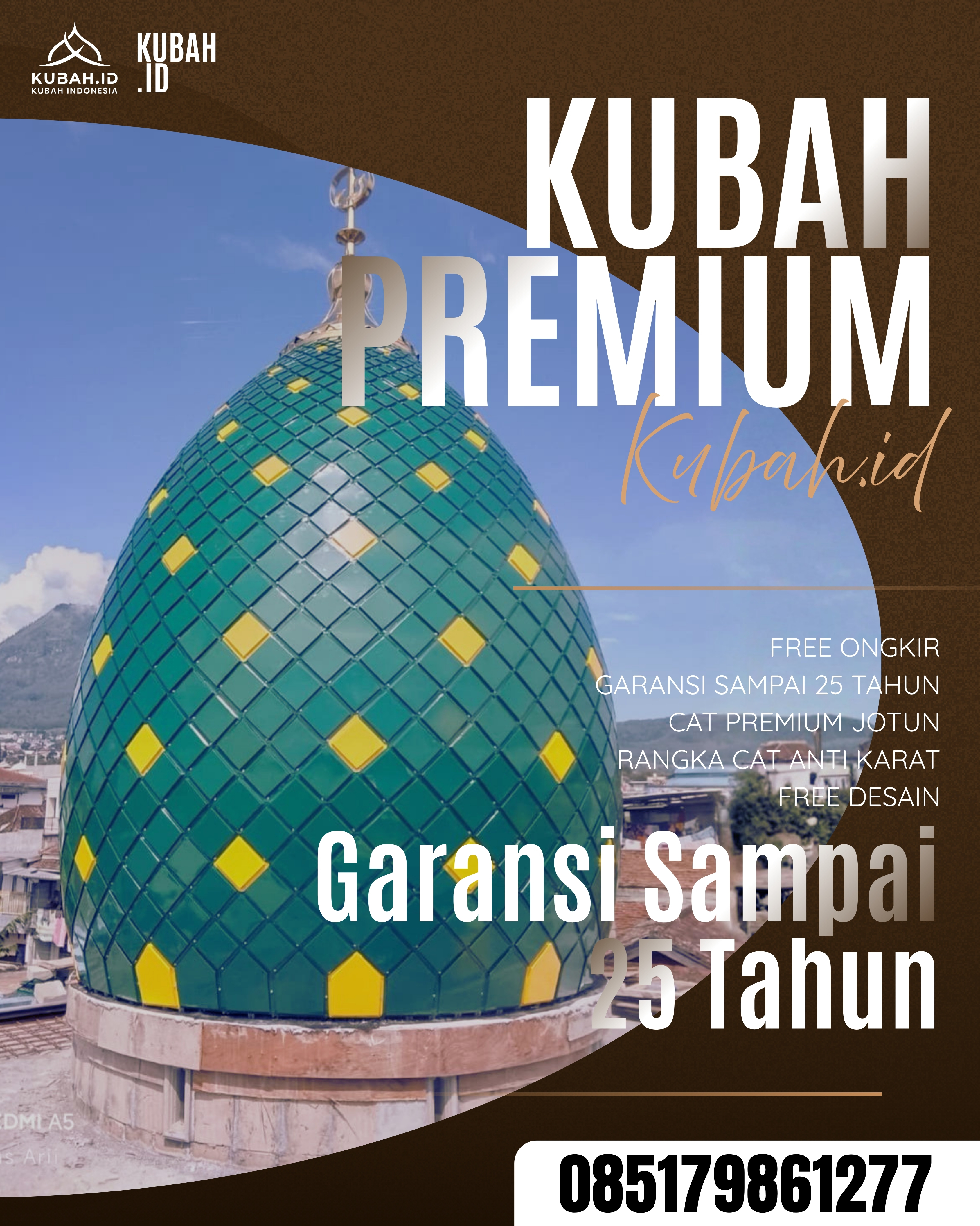 KUBAH MASJID DESAIN ELEGAN DI KEC TALANG UBI, KAB PALI, SUMATERA SELATAN (WA: 085179861277)