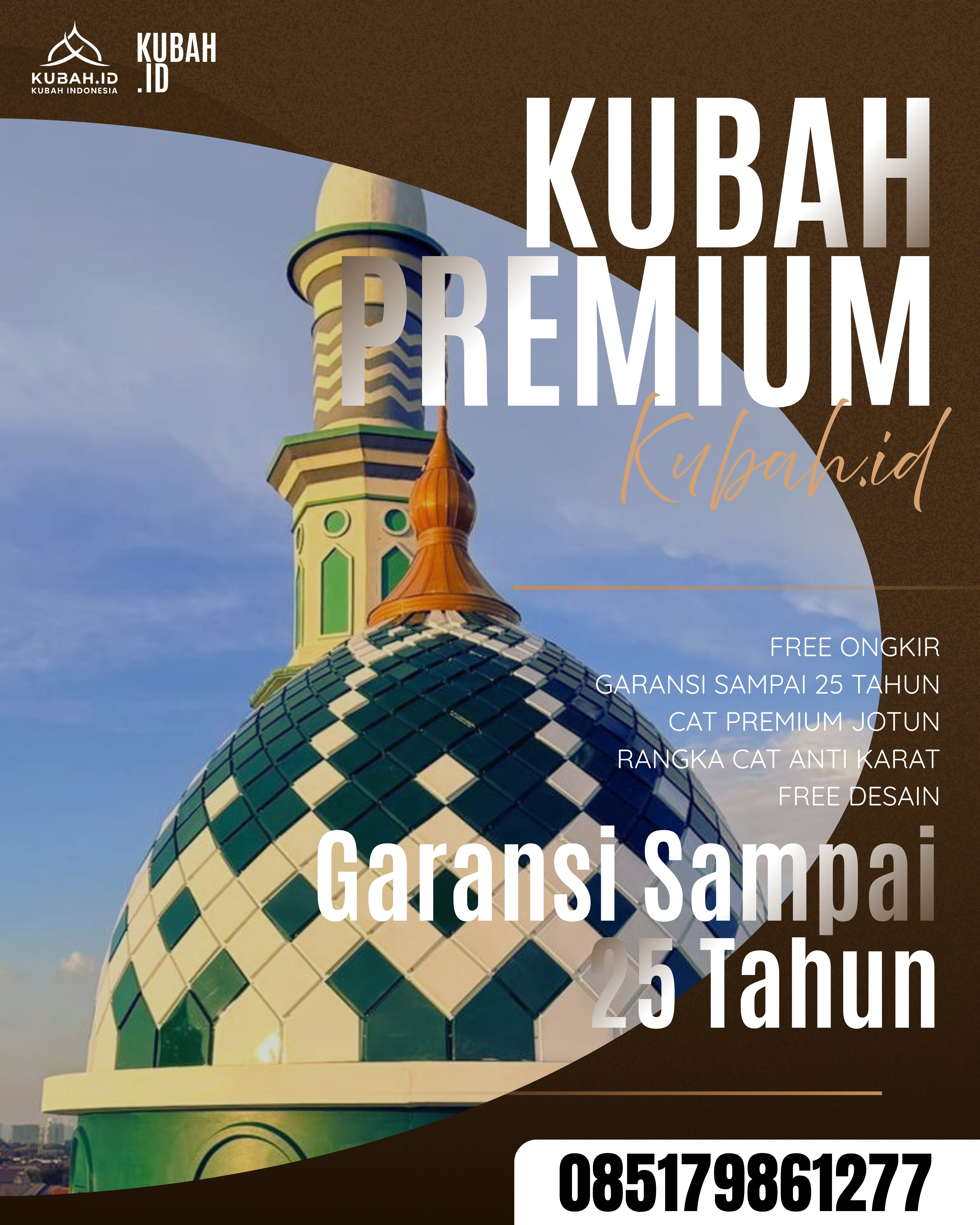 JUAL KUBAH MASJID TAHAN LAMA DI KEC ALANG-ALANG LEBAR, KOTA PALEMBANG, SUMATERA SELATAN (WA: 085179861277)