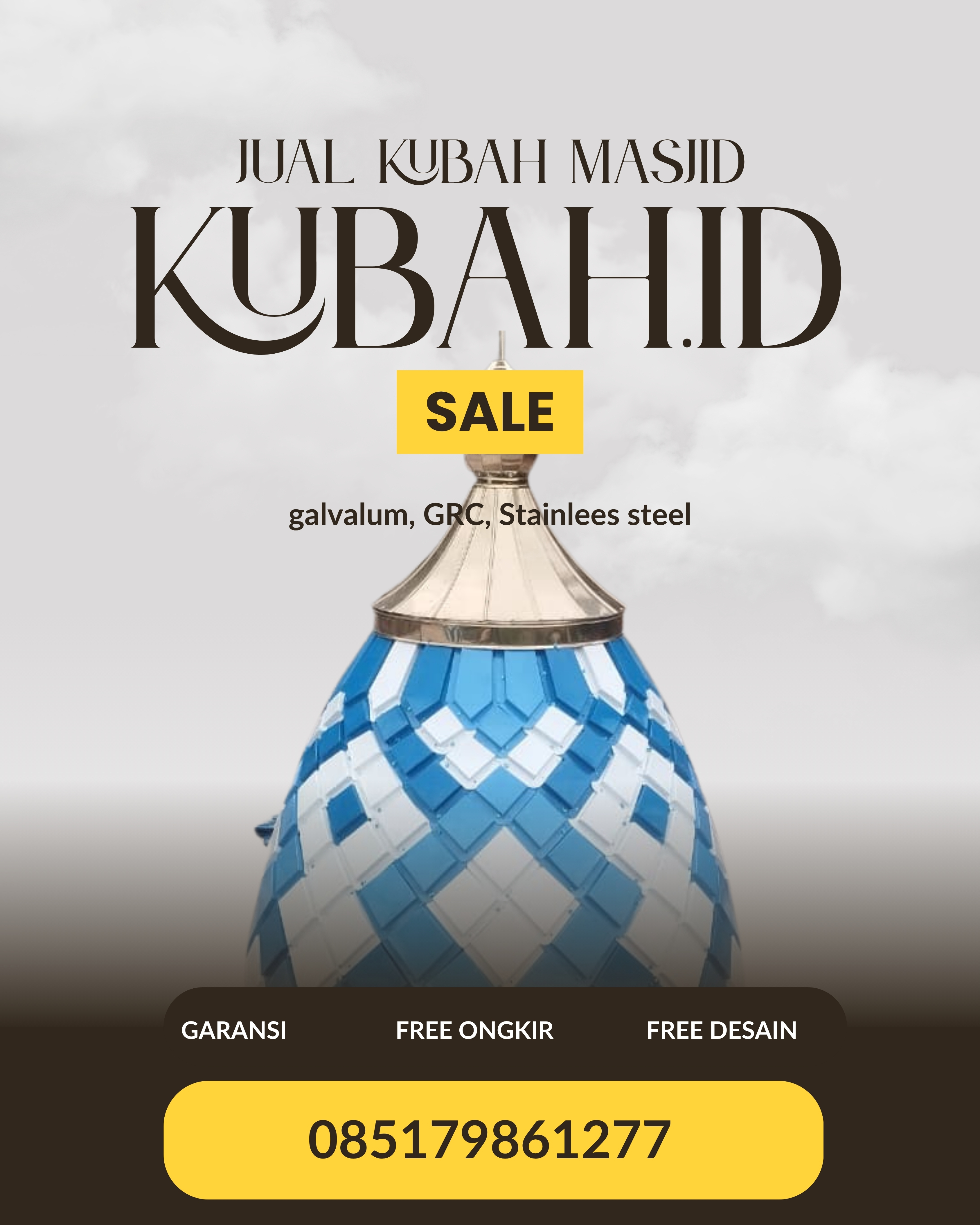 KUBAH MASJID DESAIN ELEGAN DI KEC ABAB, KAB PALI, SUMATERA SELATAN (WA: 085179861277)
