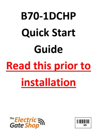 B70 1DCHP Panel Quick Start Guide Rev. 1.7 - Extended Mode